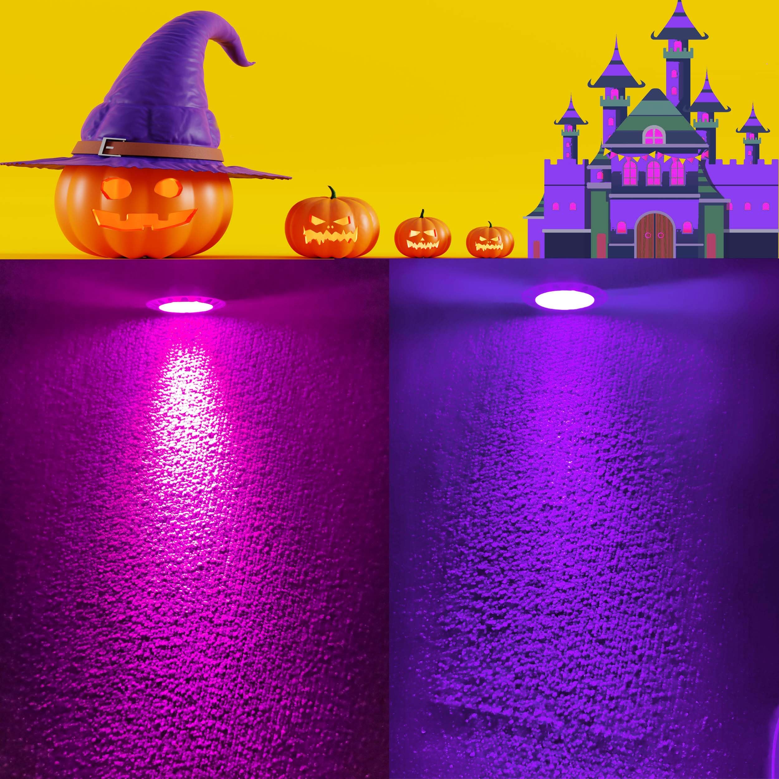 ALIDE MR16 5W Pink LED Bulbs, 12V Low Voltage, 6 Pack, Aluminum, Halloween Outdoor Lighting, 38 Degree Beam