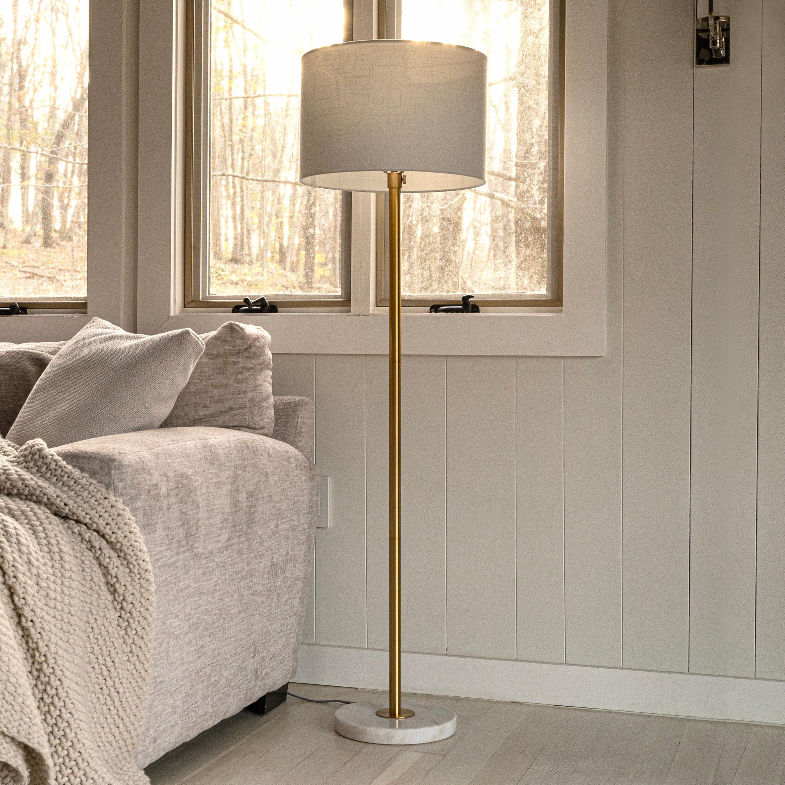 Jonathan Y Jyl3022A June 65'' Adjustable Metal/Marble Led Floor Lamp, Modern, Contemporary, Elegant, Glam, Office, Living Room,