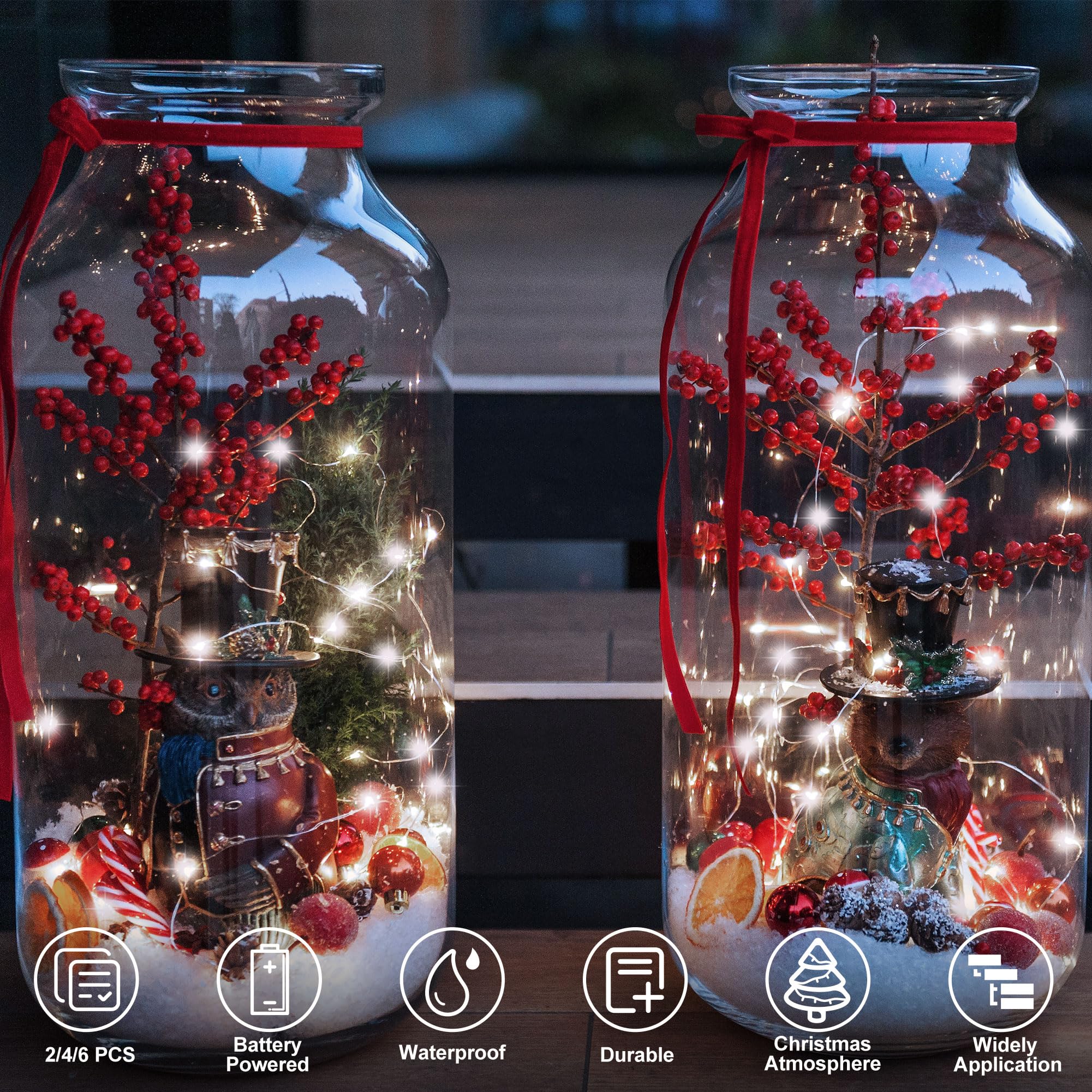 Echosari Fairy Lights - 50 Led Copper Wire Twinkle Lights, 16.4Ft, Warm White, 2 Lighting Modes For Christmas, Wedding, Dorm, Holiday Decor