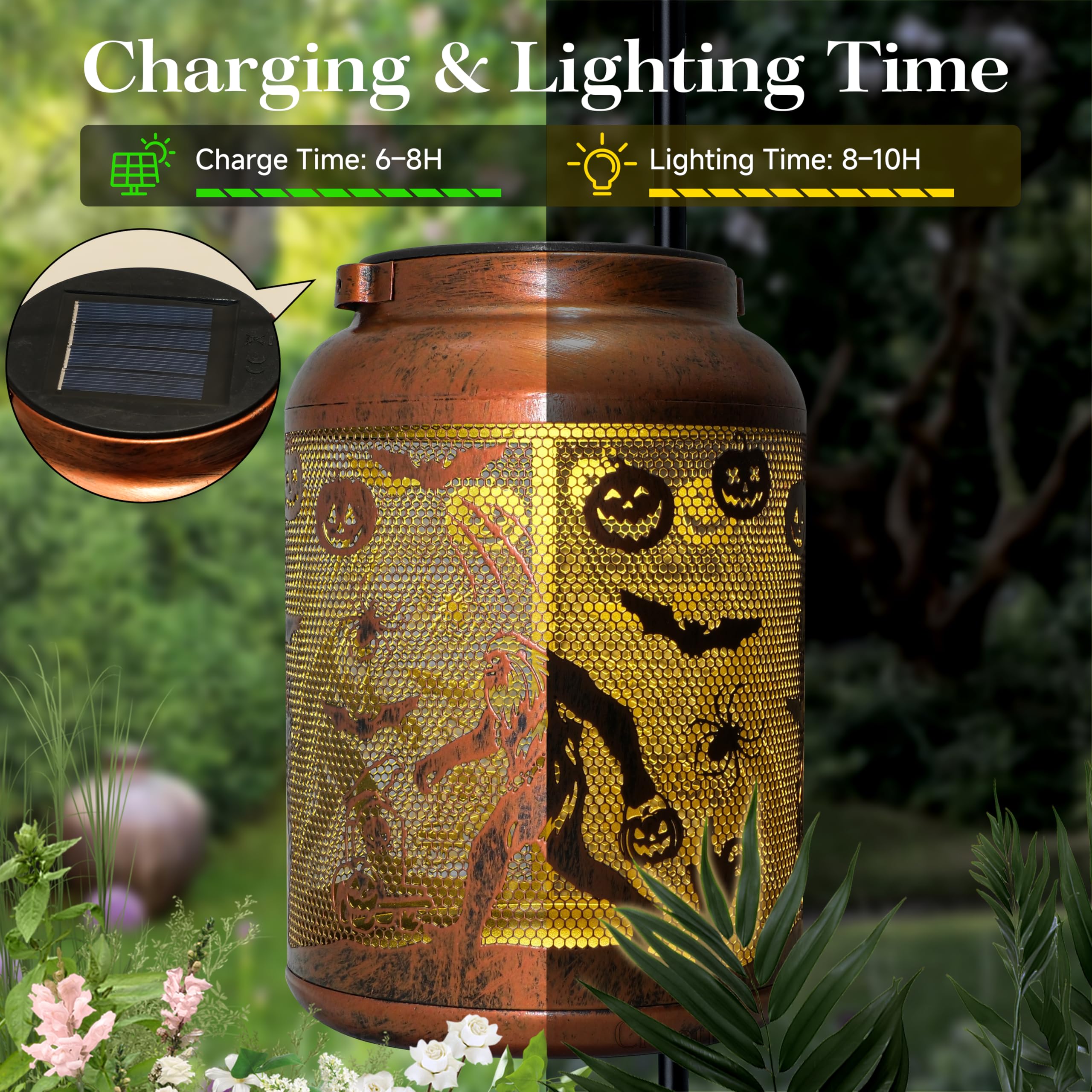 Bigfoot Solar Lanterns Outdoor Waterproof - Led Hanging Lantern Decor For Garden/Yard/Patio/Lawn  Perfect Gift For Women  Mom  Grandma  Men Halloween Birthday Christmas Mothers Day