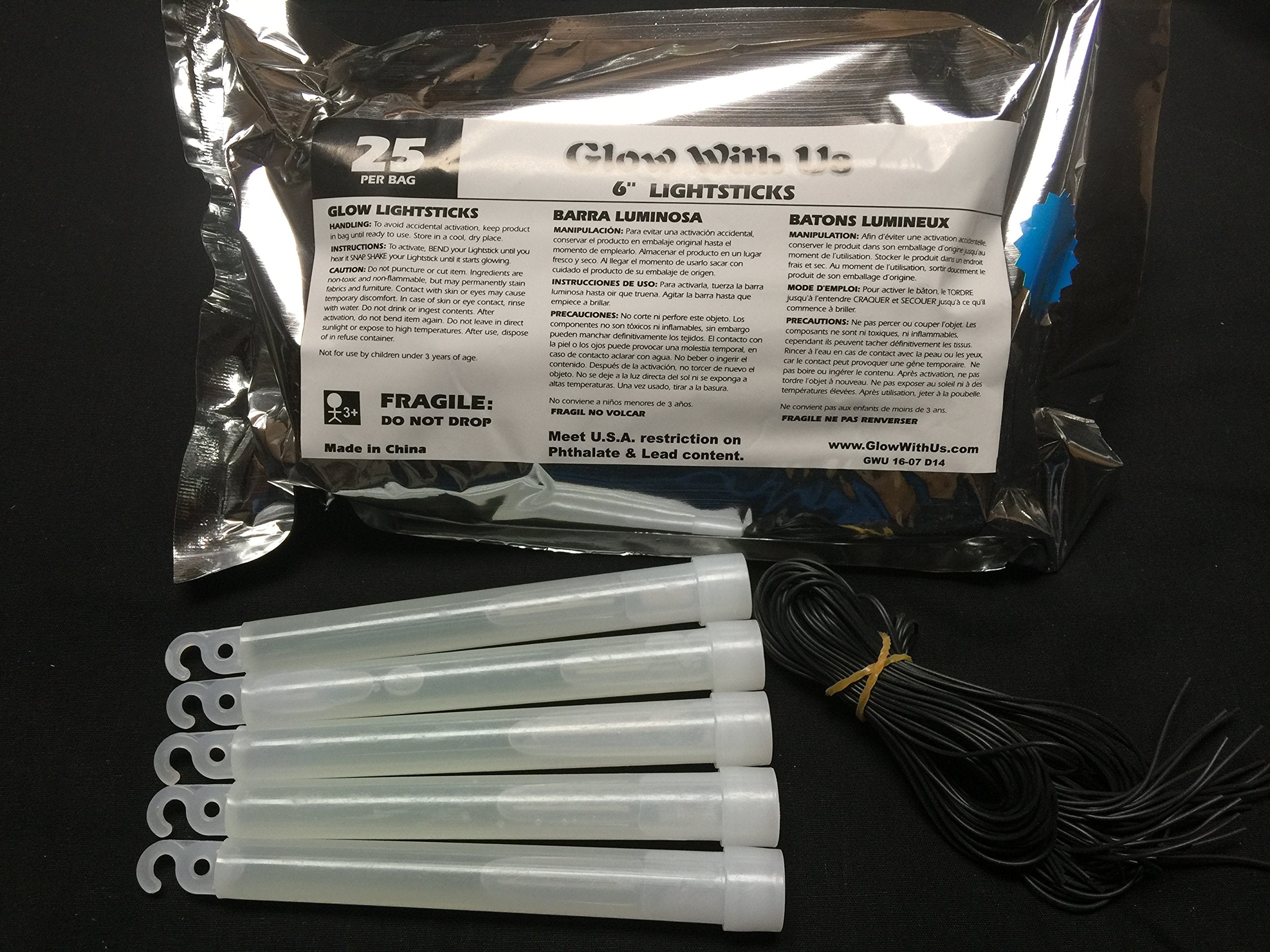 Glow Sticks Bulk Wholesale, 1200 6    Industrial Grade Light Sticks, Bright Red/White/Blue Patriotic Colors, Glow 12-14 Hrs, Glo