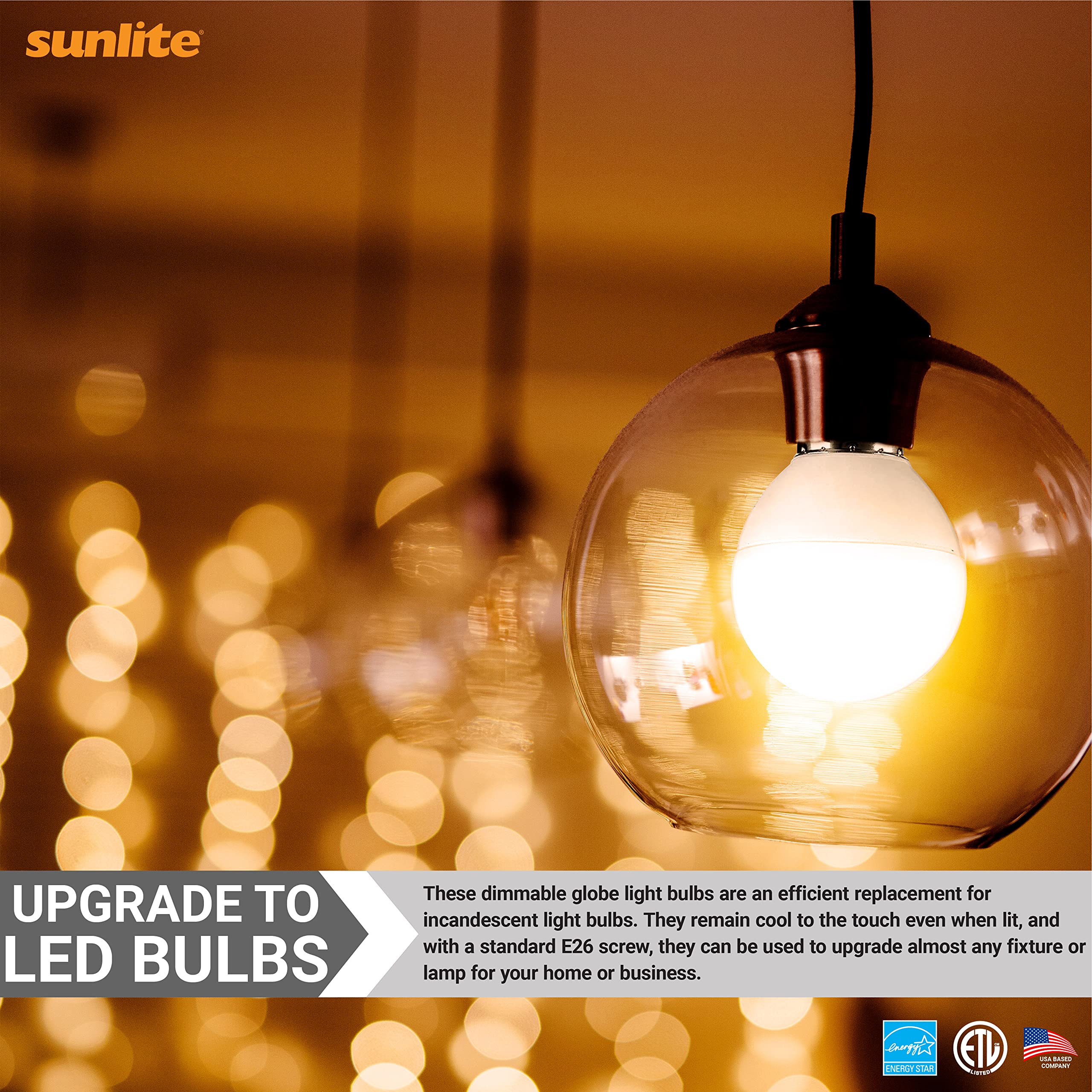 Sunlite G16 LED Dimmable Decorative Globe Vanity Light Bulbs, Frosted, 5W (40W Equiv.), 350 Lumens, Medium E26 Base, Mirror Ligh