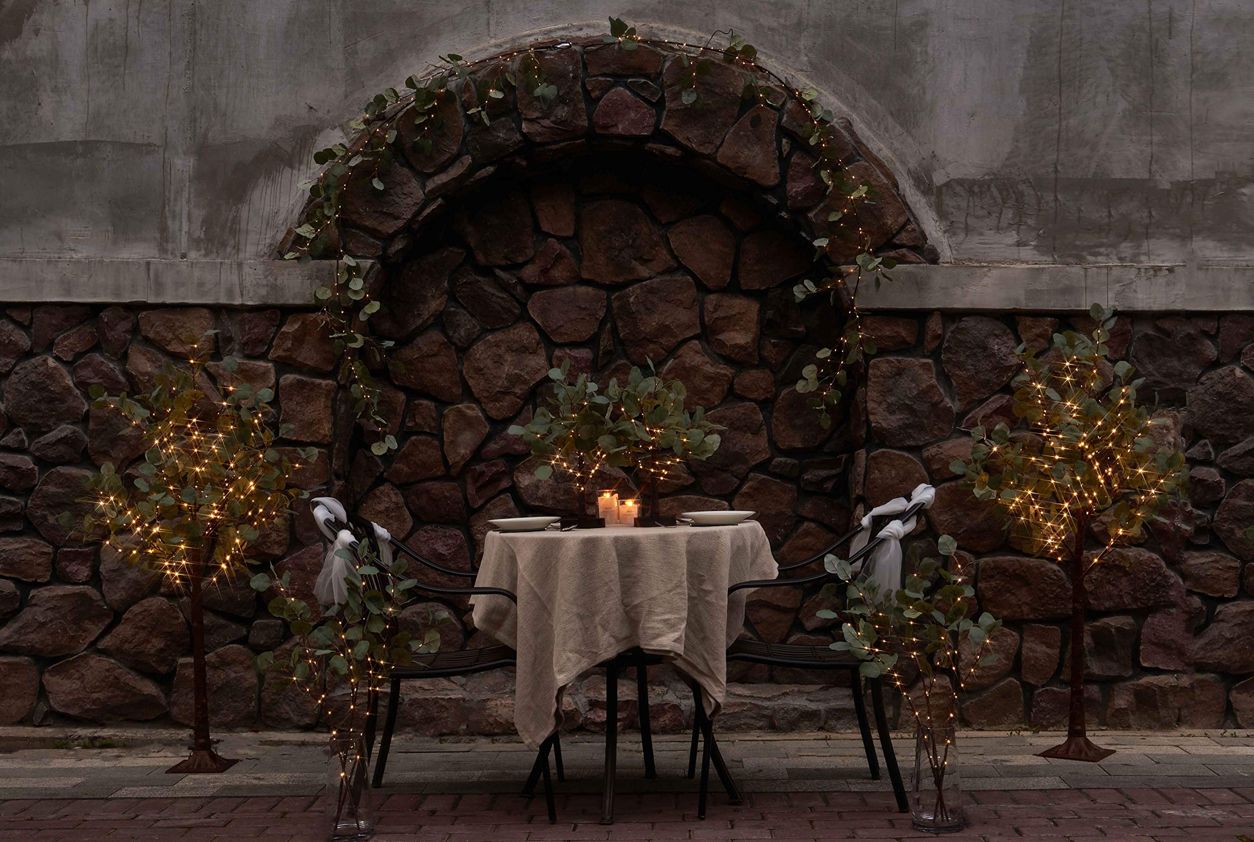 Hairui Lighted Eucalyptus Branches With Timer 24In 36 Led Battery Operated For Wedding Christmas Party Home Spring Decor (Vase Not Included)