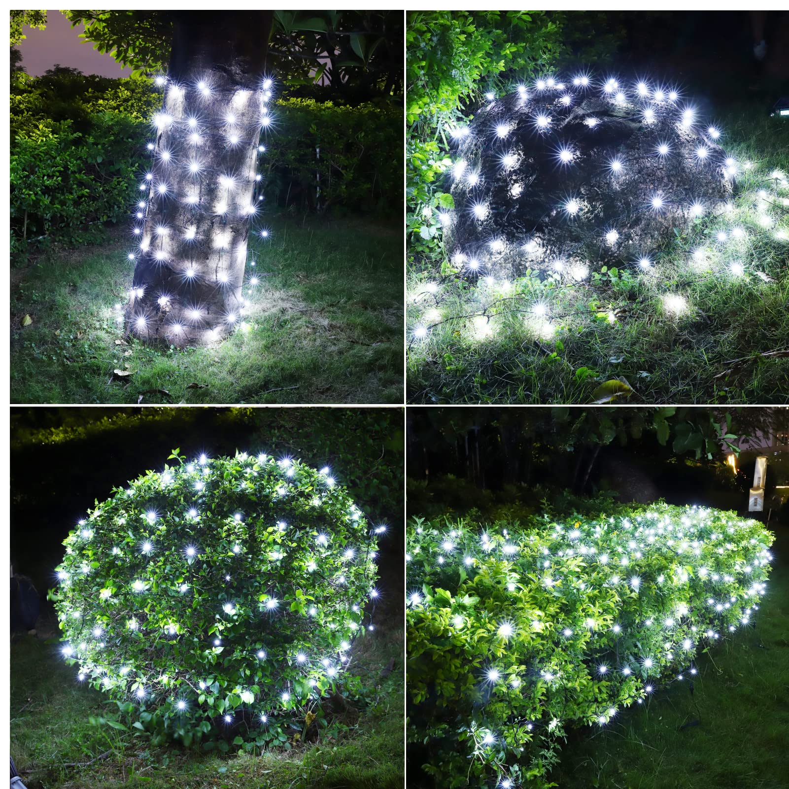 Efunly LED Christmas Net Lights, 100 LED, 5ft x 5ft, Waterproof, 8 Modes, Connectable, White, Model GP-SW290DC0125-IP44