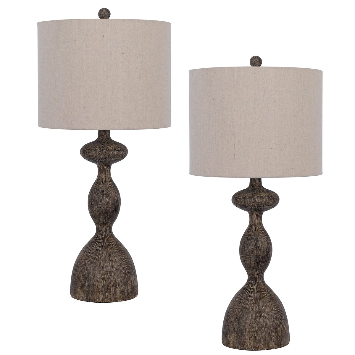 Cal 150W Nampa Distressed Wood Resin Table Lamp - Sold In Pairs