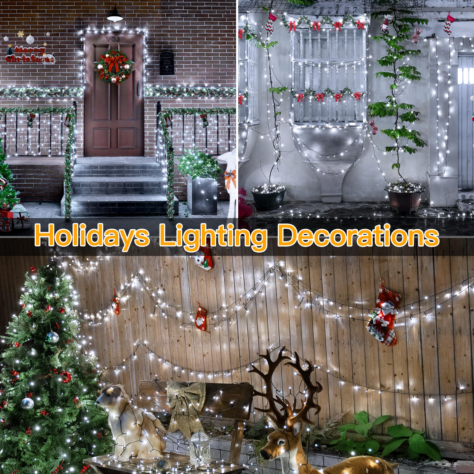 Ollny Christmas Lights, 500Led 164Ft Waterproof Cool White Tree Lights With Remote Timer, Model Hg-29V501C, 8 Modes For Outdoor Decor