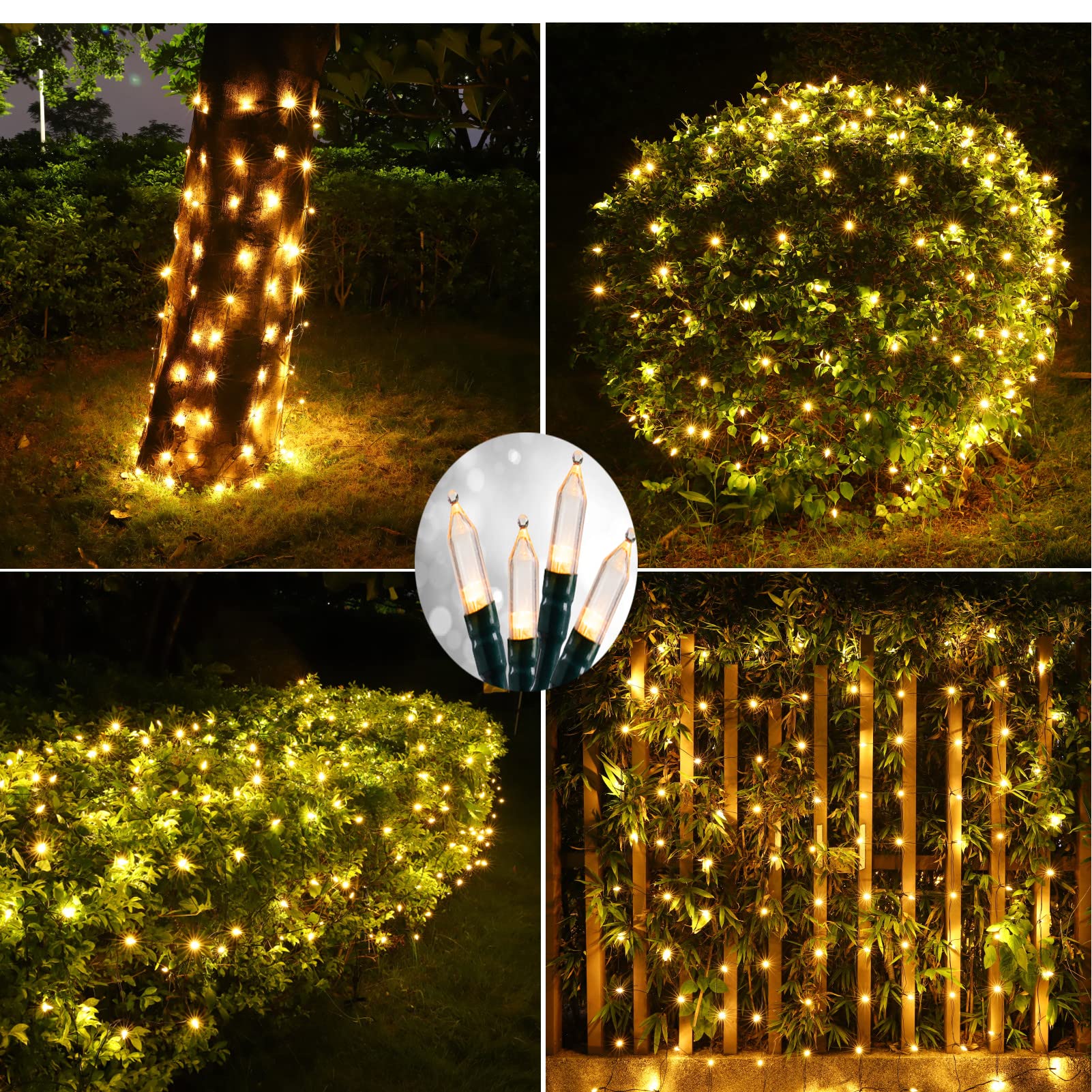 Efunly LED Christmas Net Lights, 100 LED, 5ftx5ft, Waterproof, 8 Modes, Warm White, Model GP-SW290DC0125-IP44(US)-