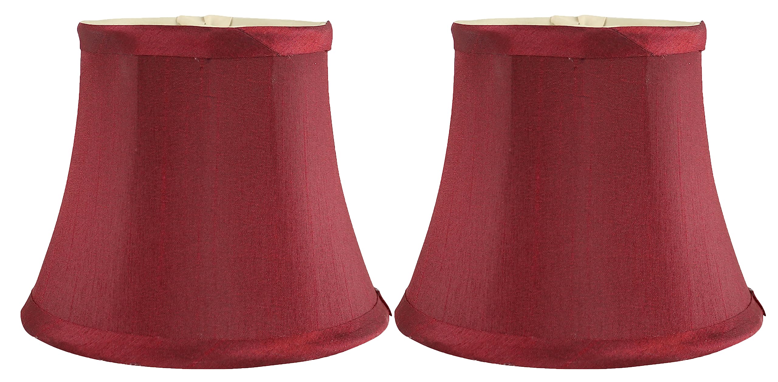 MERIVILLE Faux Silk Chandelier Lamp Shades Set of 2, Burgundy, Softback Bell Shape, Clip-On Fitter, 4in x 6in x 5in