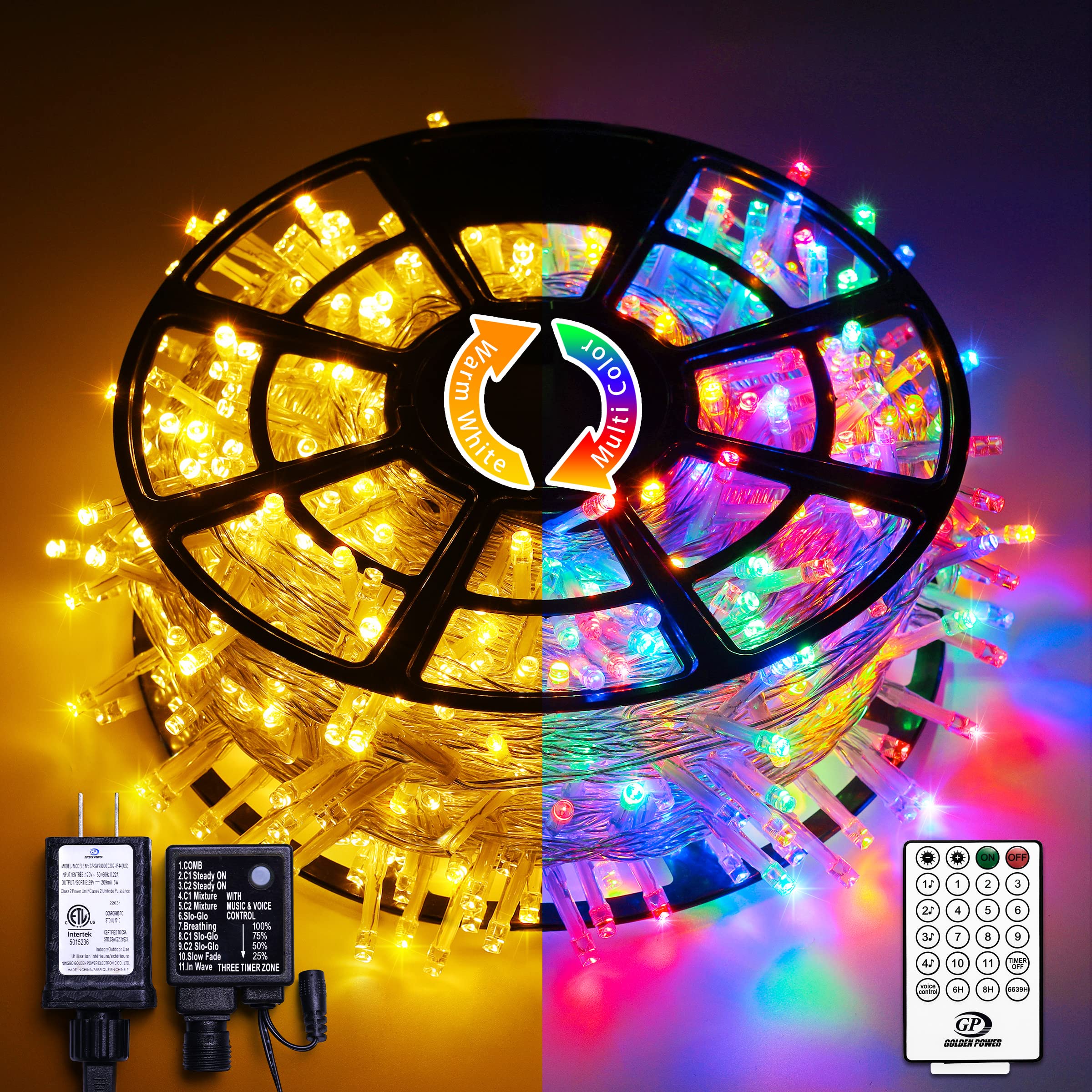 Jmexsuss 600 Led Color Changing String Lights Plug In, 168Ft Warm White & Multicolor Christmas Lights With 11 Modes Remote, Christmas String Lights Outdoor Waterproof With Timer For Tree Xmas Decor