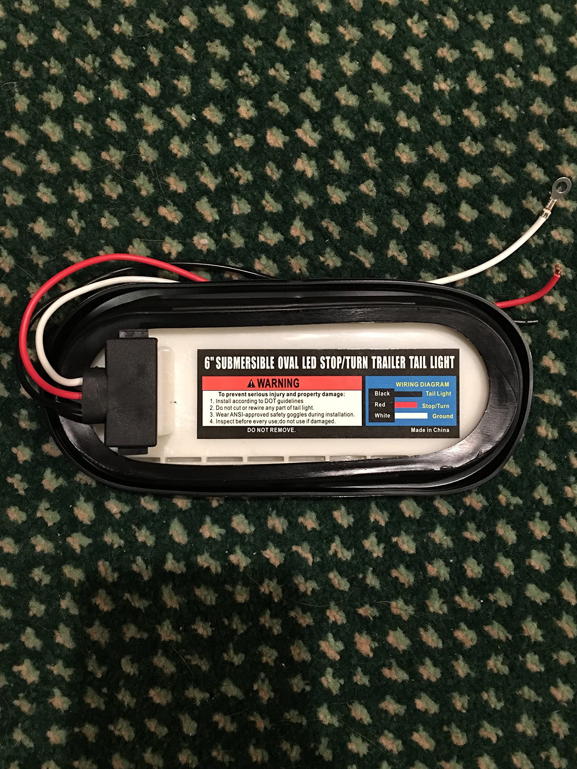 PPI Red 6" Oval LED Trailer Light - Waterproof Stop/Turn/Tail Light with 3-pin Plug, Model CECOMINOD076167