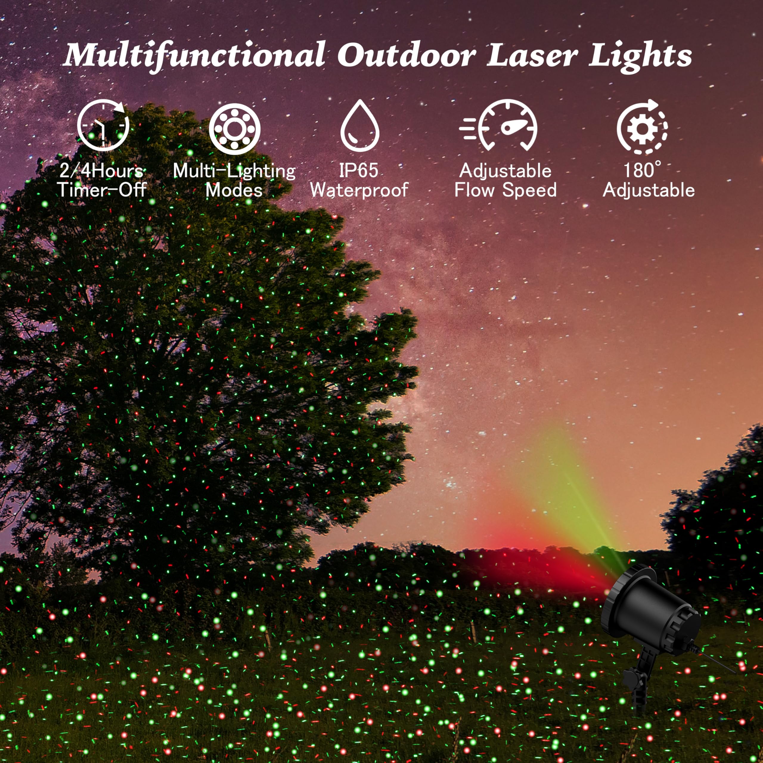 Christmas Laser Lights Projector Outdoor, Airivo 3 Color Motion Firefly Lights Projector, Moving Red, Green And Blue Star Lights