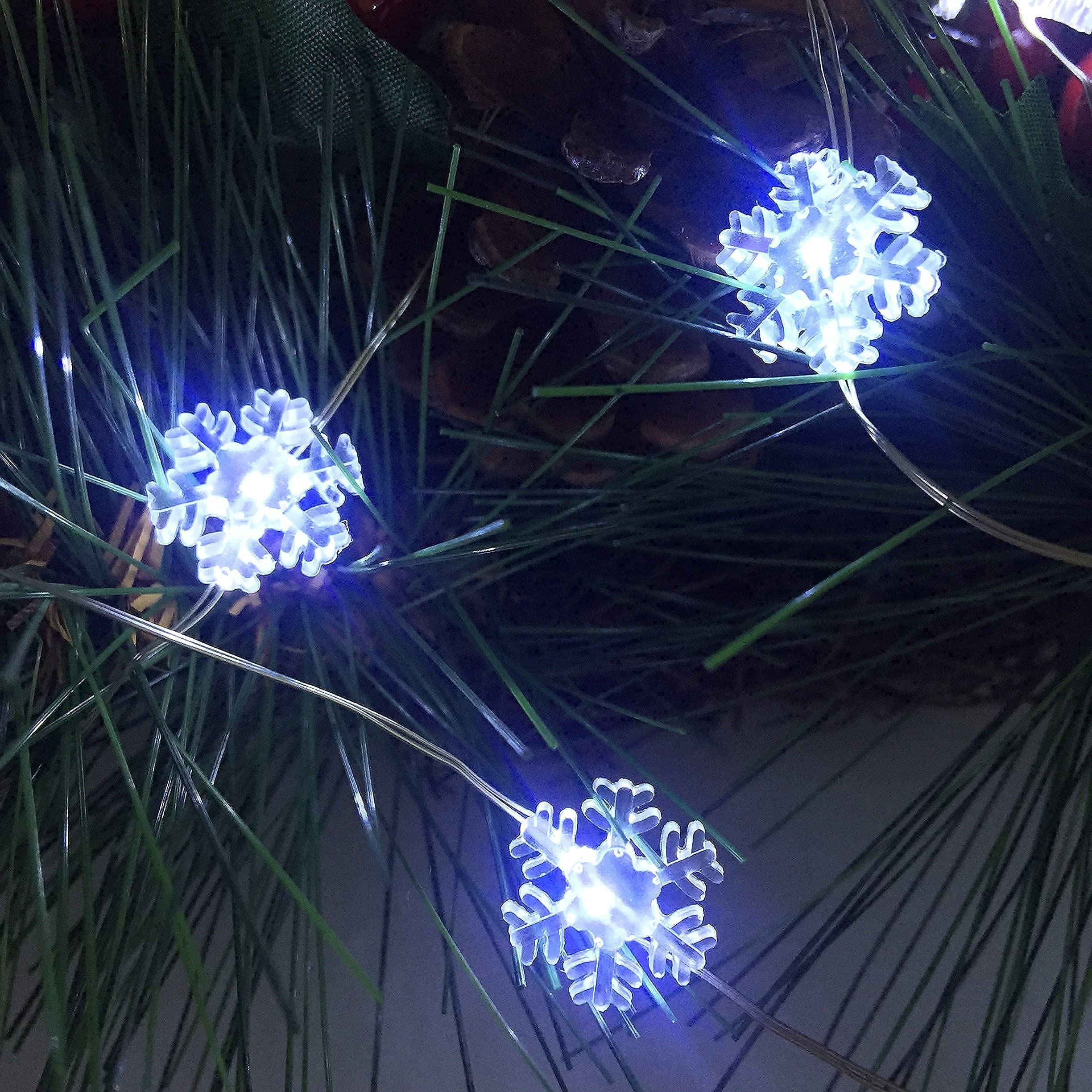2 Pack Battery Operated Mini Snowflake Led Fairy Lights with Timer 6 Hours on/18 Hours Off for Wedding Party Decoration,30 Count