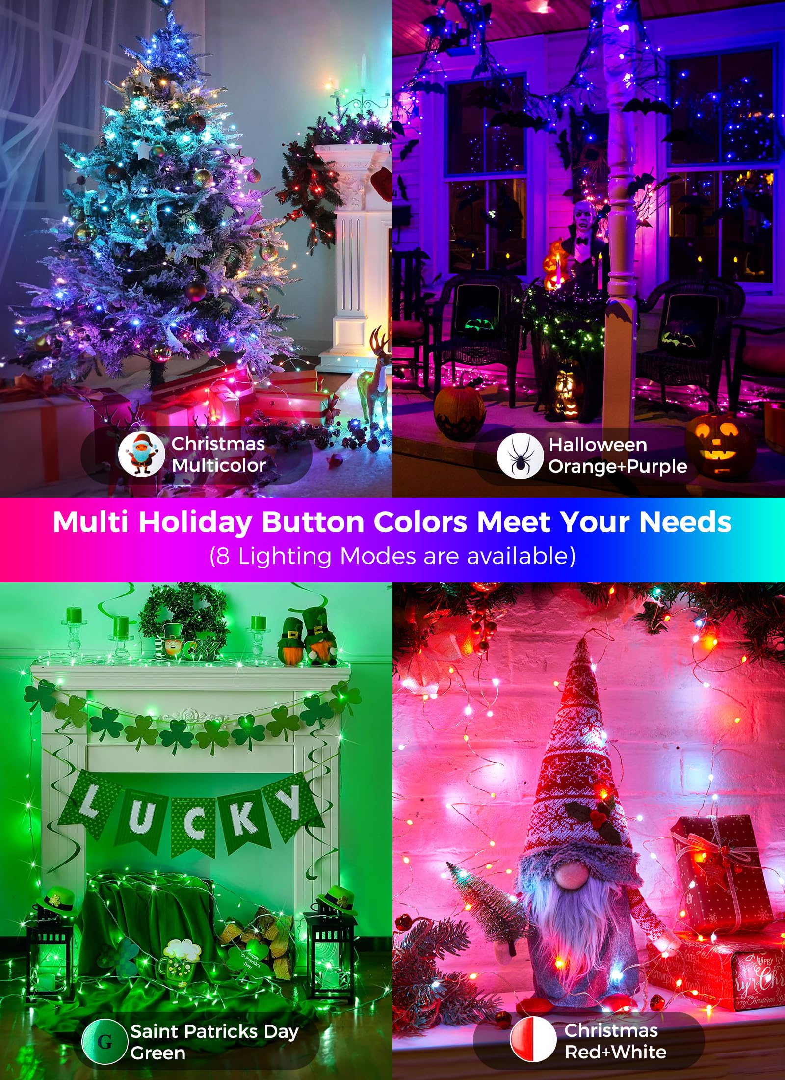 Brightown Fairy Lights - 66FT 200 LED Color Changing String Lights with Remote, 22 Colors, Ideal for Indoor Decor, Plastic