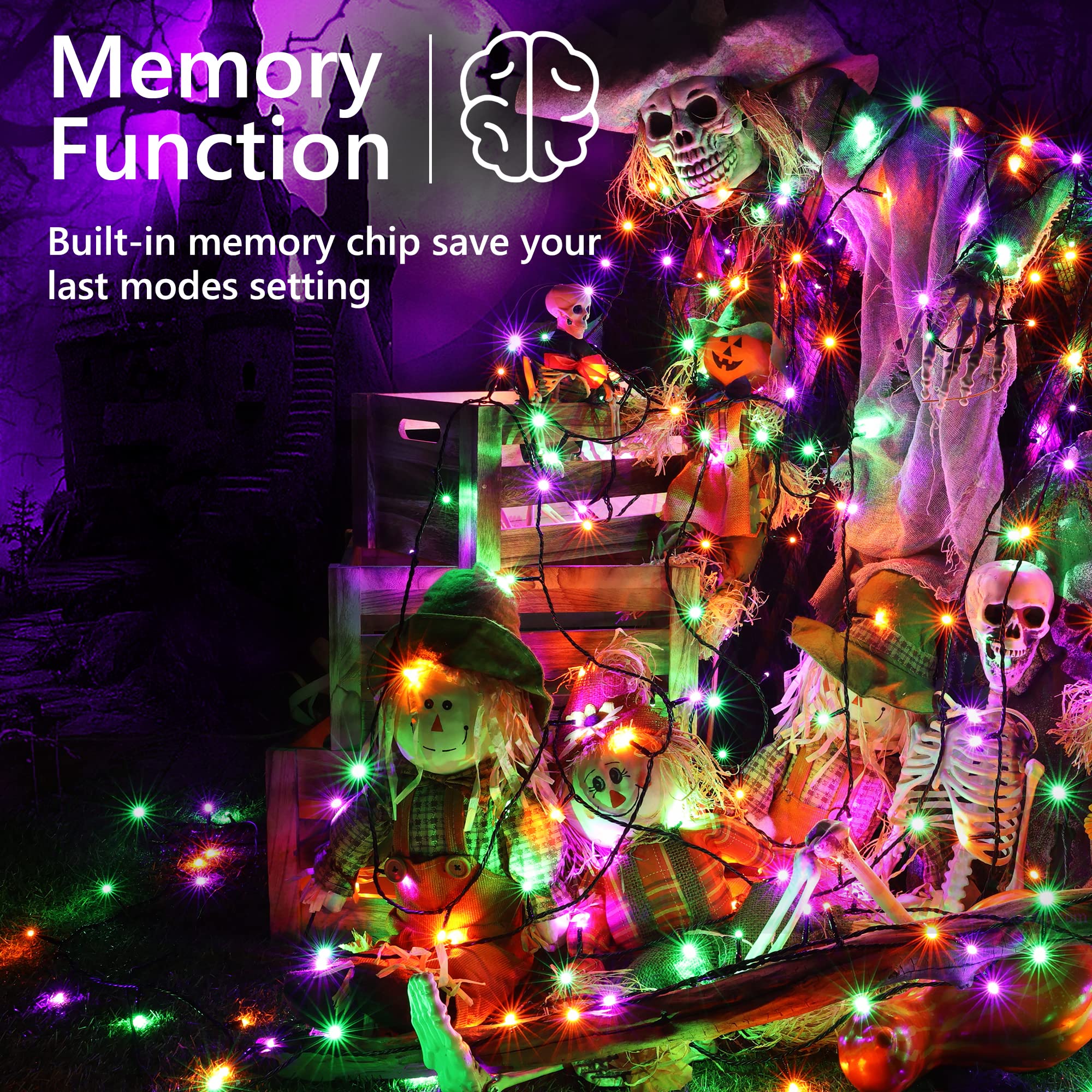 Brizled Mini Halloween Lights, 78.74ft 240 LED String Lights Connectable, 8 Modes Outdoor Halloween Lights, Halloween Tree Light