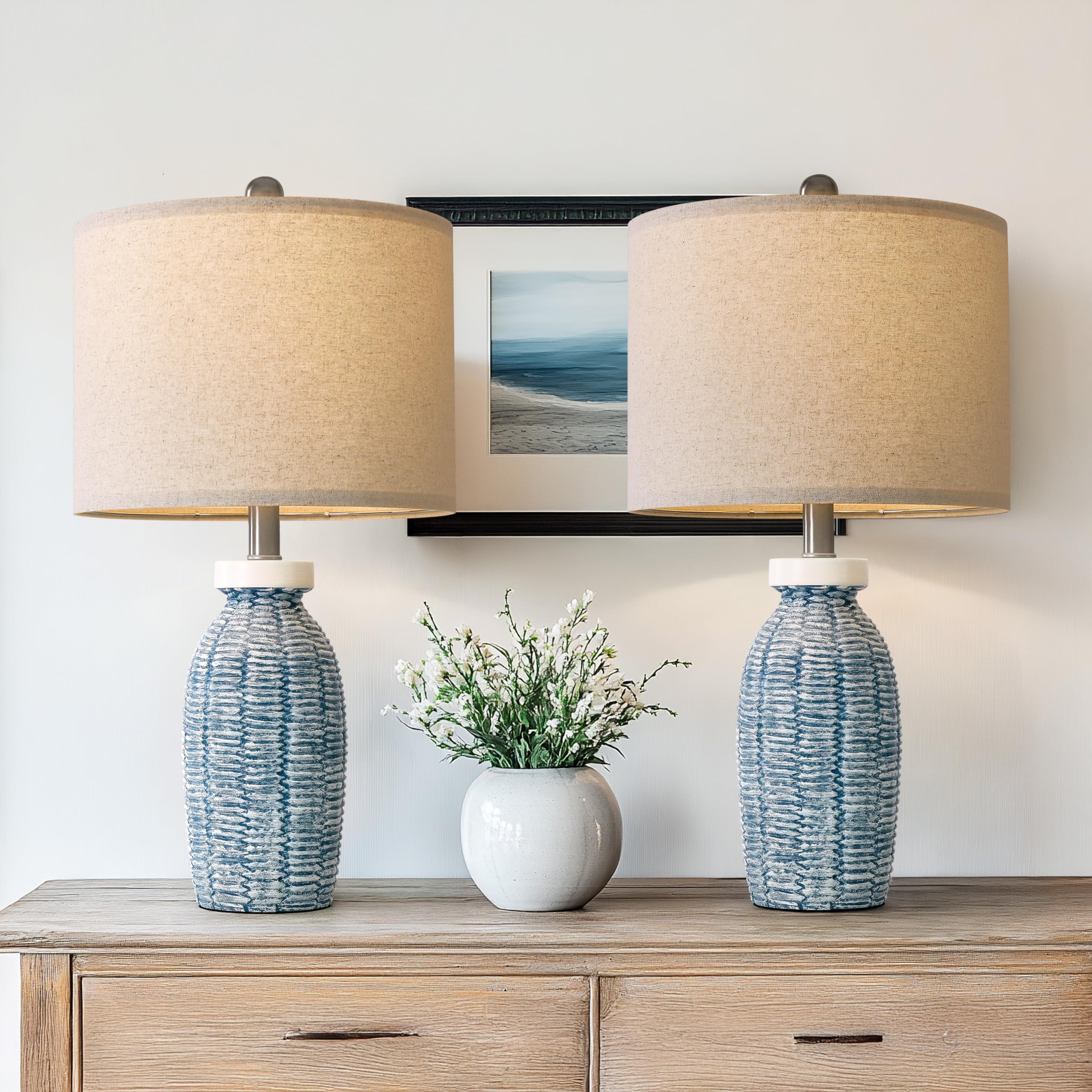 G-SAFAVA 22.75'' Table Lamps for Bedroom Living Room Boho Lamp Set of 2 Farmhouse Lamp Bedside Nightstand Small Rustic Vintage R