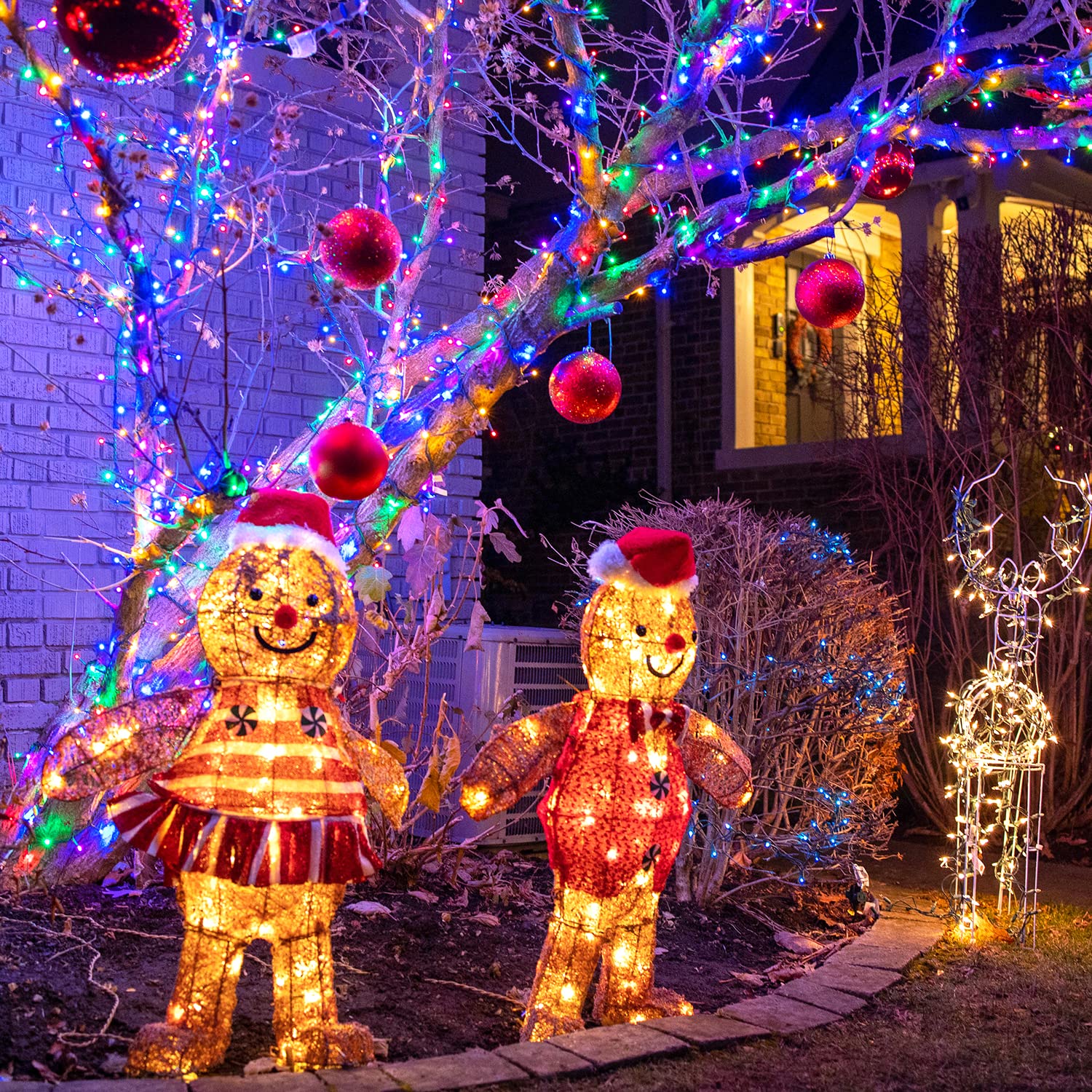 Jmexsuss 2 Pack Solar String Light 100Led 32.8Ft 8 Modes Solar Christmas Lights Waterproof For Gardens, Wedding, Party, Homes, Christmas Tree, Curtains, Outdoors (Multicolor)