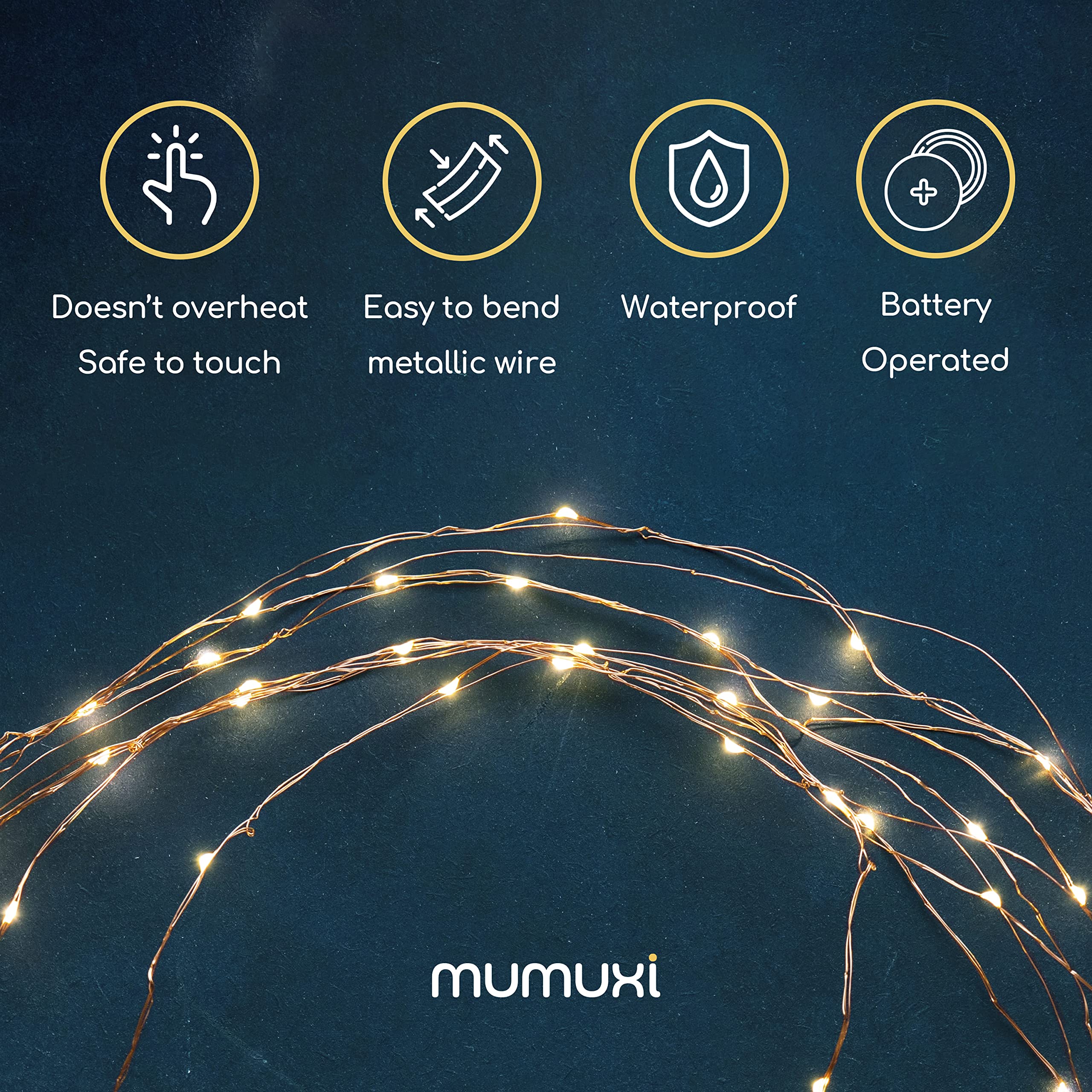 Mumuxi 24 Pack 7.2Ft Warm White Battery Operated Fairy Lights, 20 Mini Led Copper Wire String Lights For Weddings & Home Decor