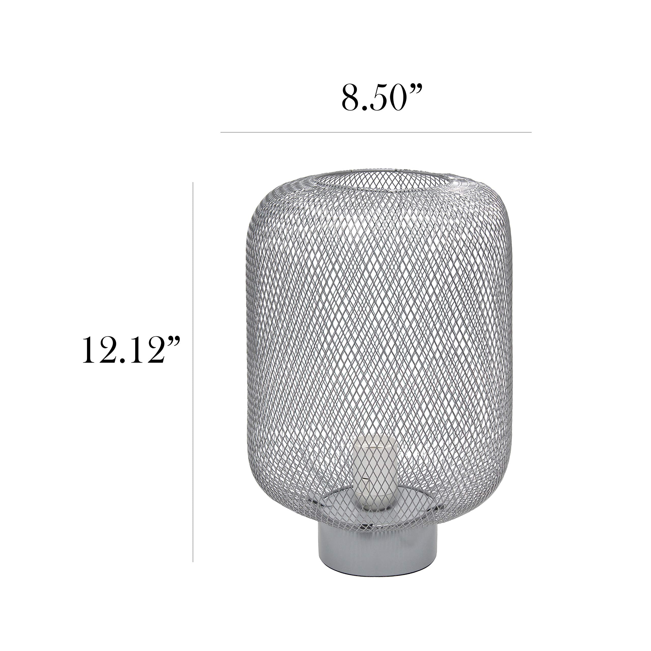 Simple Designs Lt1072-Gry Metal Mesh Industrial Table Lamp, Gray