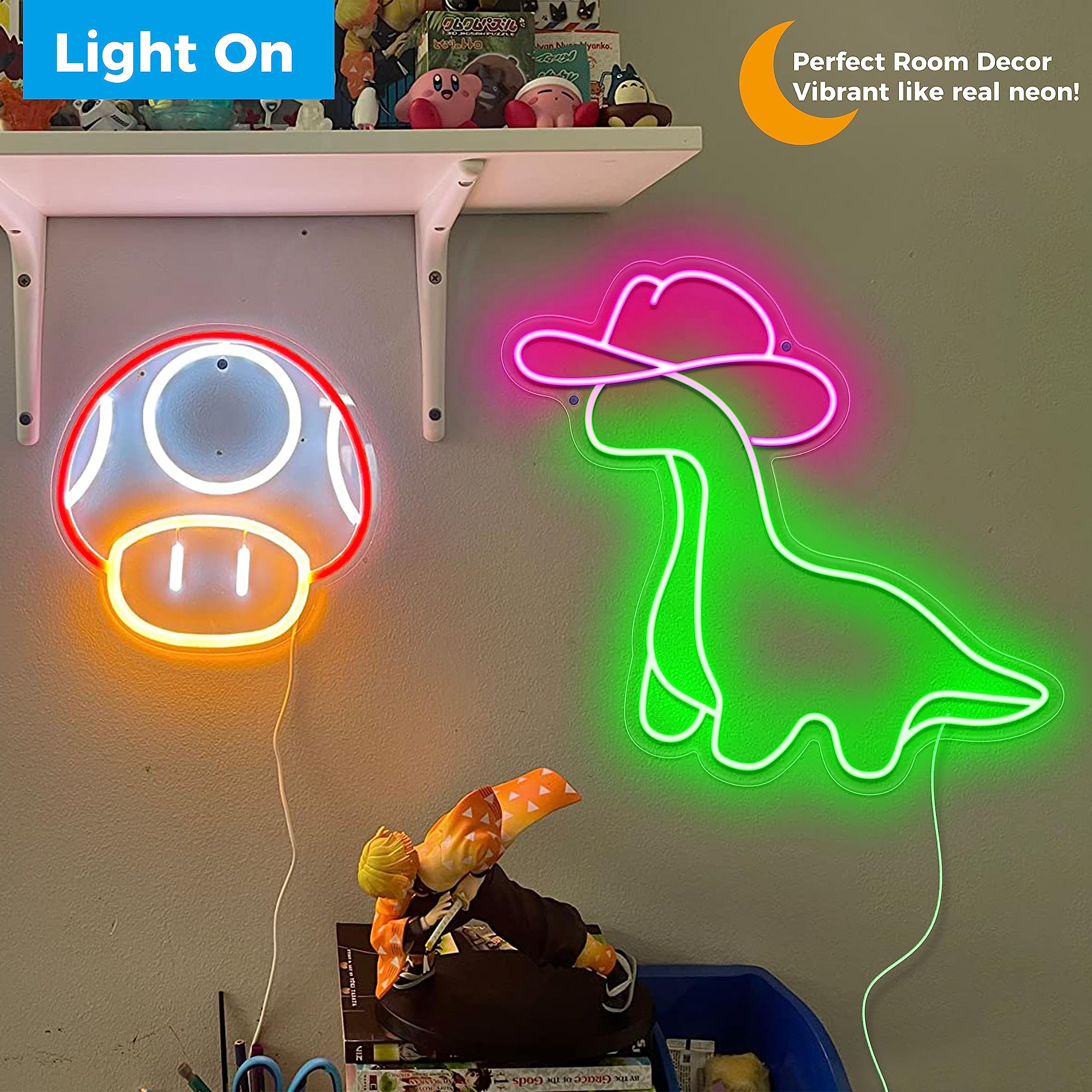 iPuppy Cowgirl Dinosaur LED Neon Sign, Acrylic Night Light for Kids Room Decor, Birthday and Christmas Gifts, Color: Cowgirl Dinosaur