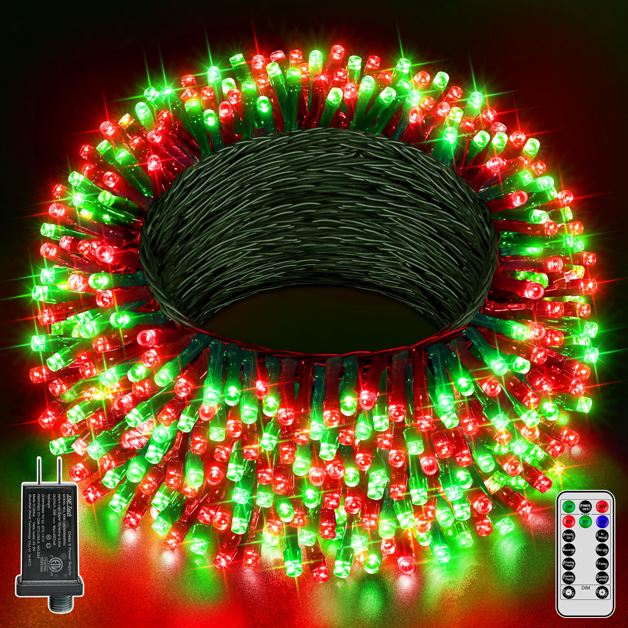 Guhope Christmas Lights 66Ft 200 Led  Christmas Tree Light With 8 Lighting Modes  Outdoor Waterproof String Lights With Remote And Timer  Fairy Light For Holiday Decor (Red And Green)