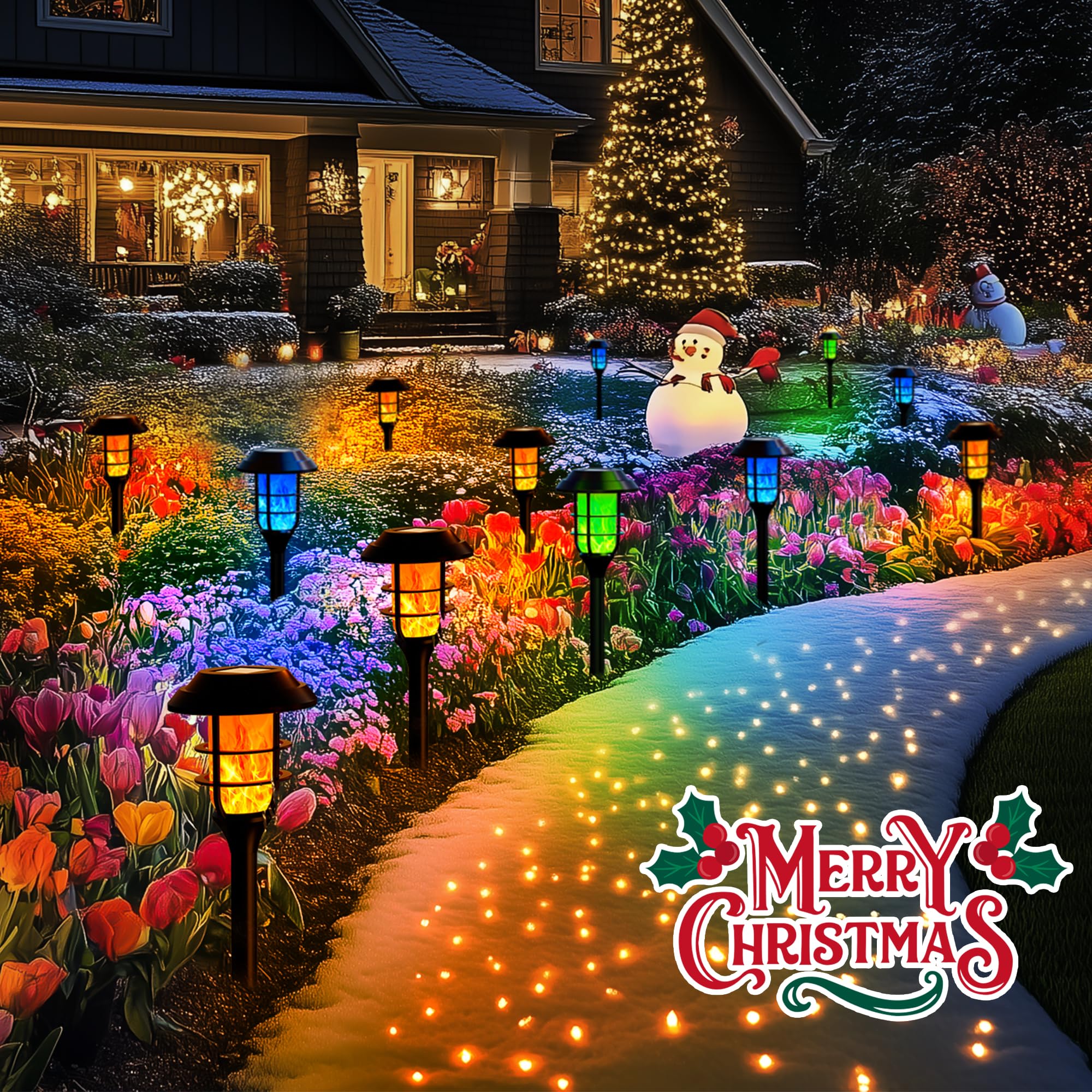 Hmdecor Solar Lights Outdoor, 3 Pack Solar Torch With Flickering Flame, Waterproof Garden Lights For Yard, Patio, Pathway