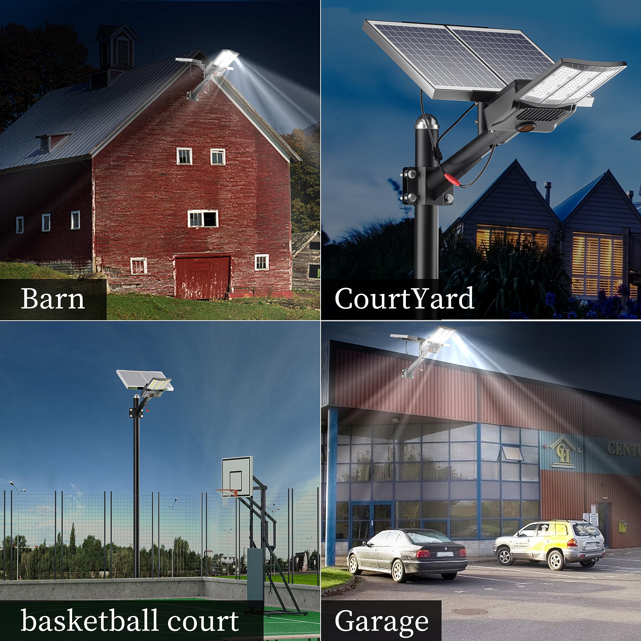Ofuray Of-9800W Solar Street Lights, 750000Lm, IP67, Remote Control, Dusk to Dawn, Black, For Street, Court, Yard