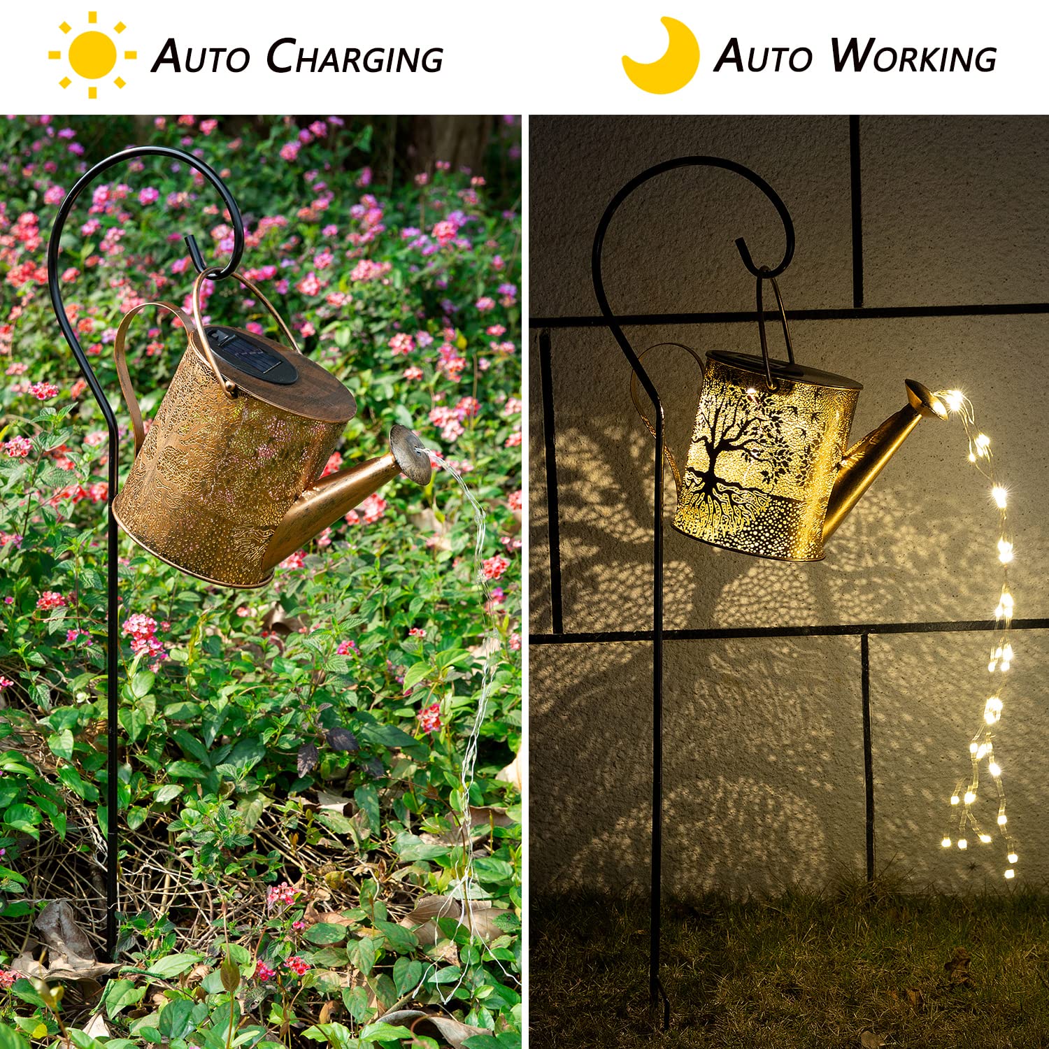 Solar Lights Outdoor Garden Decor, Large Waterproof Watering Can Landscape Lights Outside Decorations For Yard Front Porch Patio