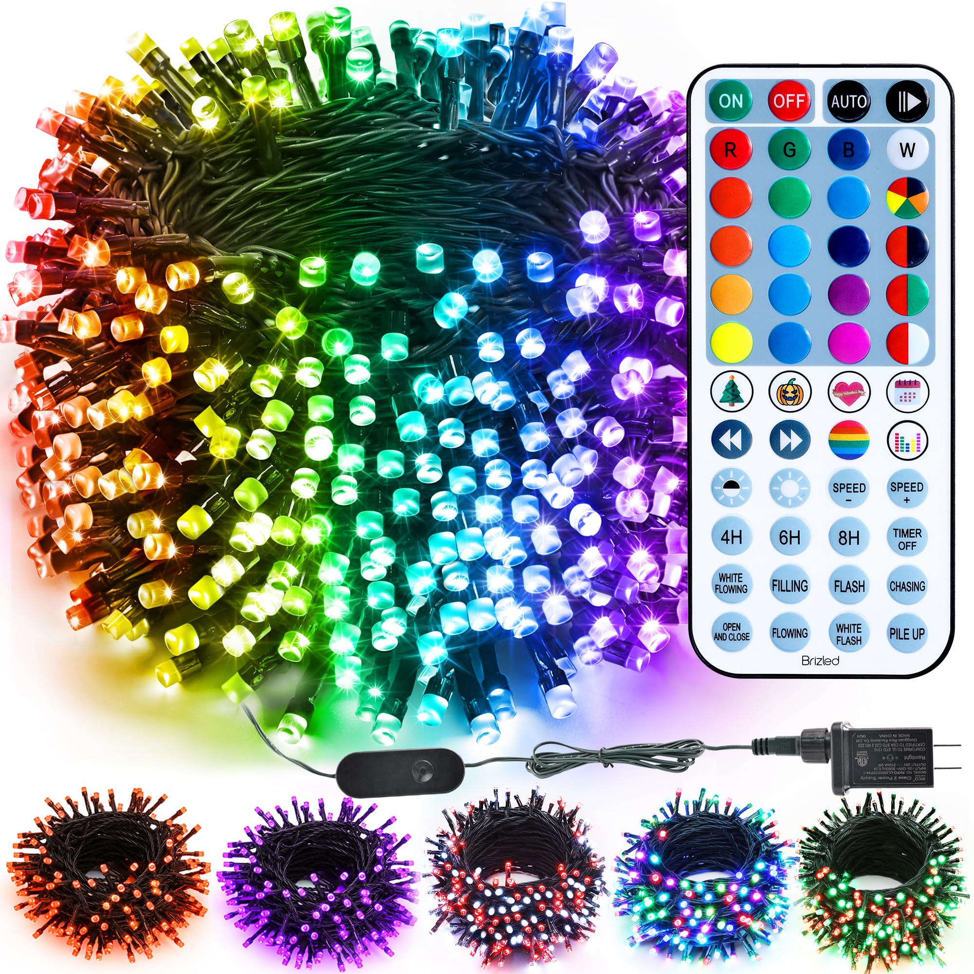 Brizled 500 Led Color Changing Christmas Lights, 164Ft Dimmable String Lights With Remote For Indoor/Outdoor Decor