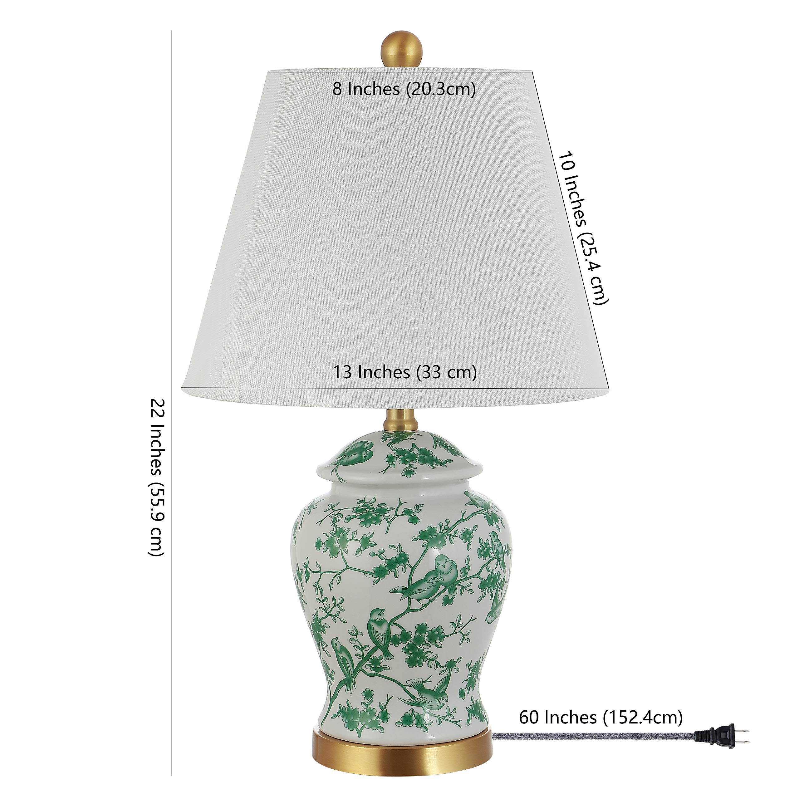 JONATHAN Y Penelope LED Table Lamp Ceramic 22in Green/White Model JYL3005B for Bedroom Living Room Office Nightstand