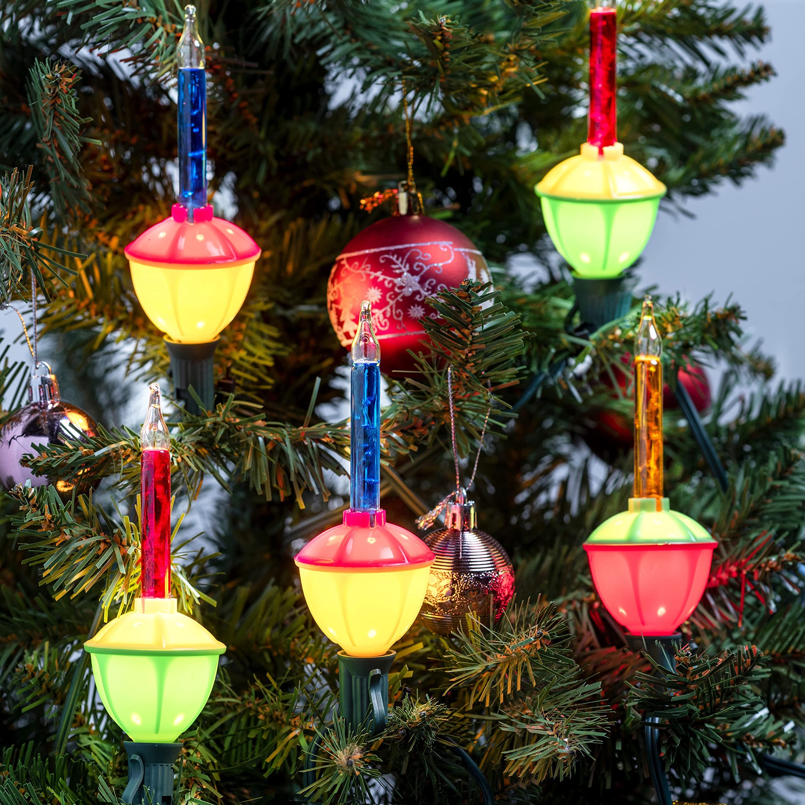 Joiedomi Christmas Bubble String Lights - 2 Pack Multicolor, 14 Vintage Bubbles, Plastic, Perfect For Tree & Holiday Decor