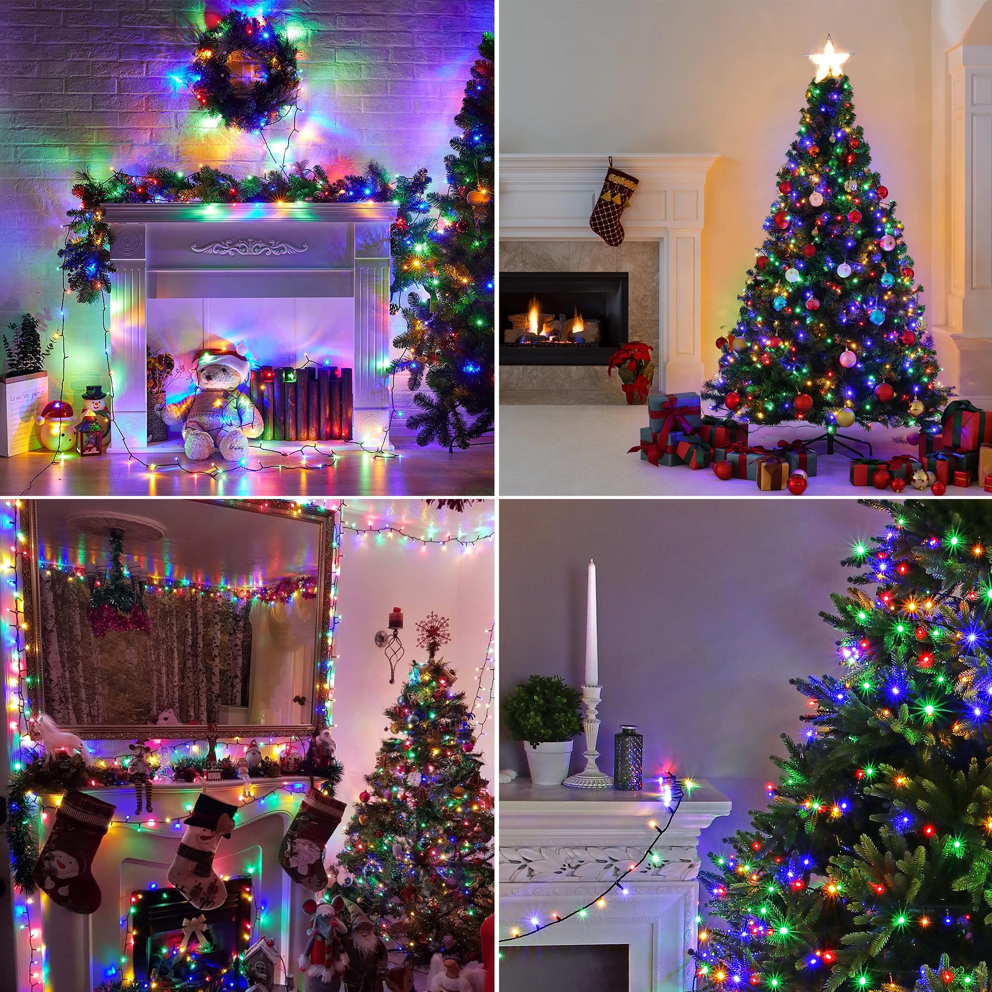 kemooie 500 LED Christmas String Lights, 164FT Waterproof Multicolor, 8 Modes, Green Wire for Outdoor Party & Garden Decorations