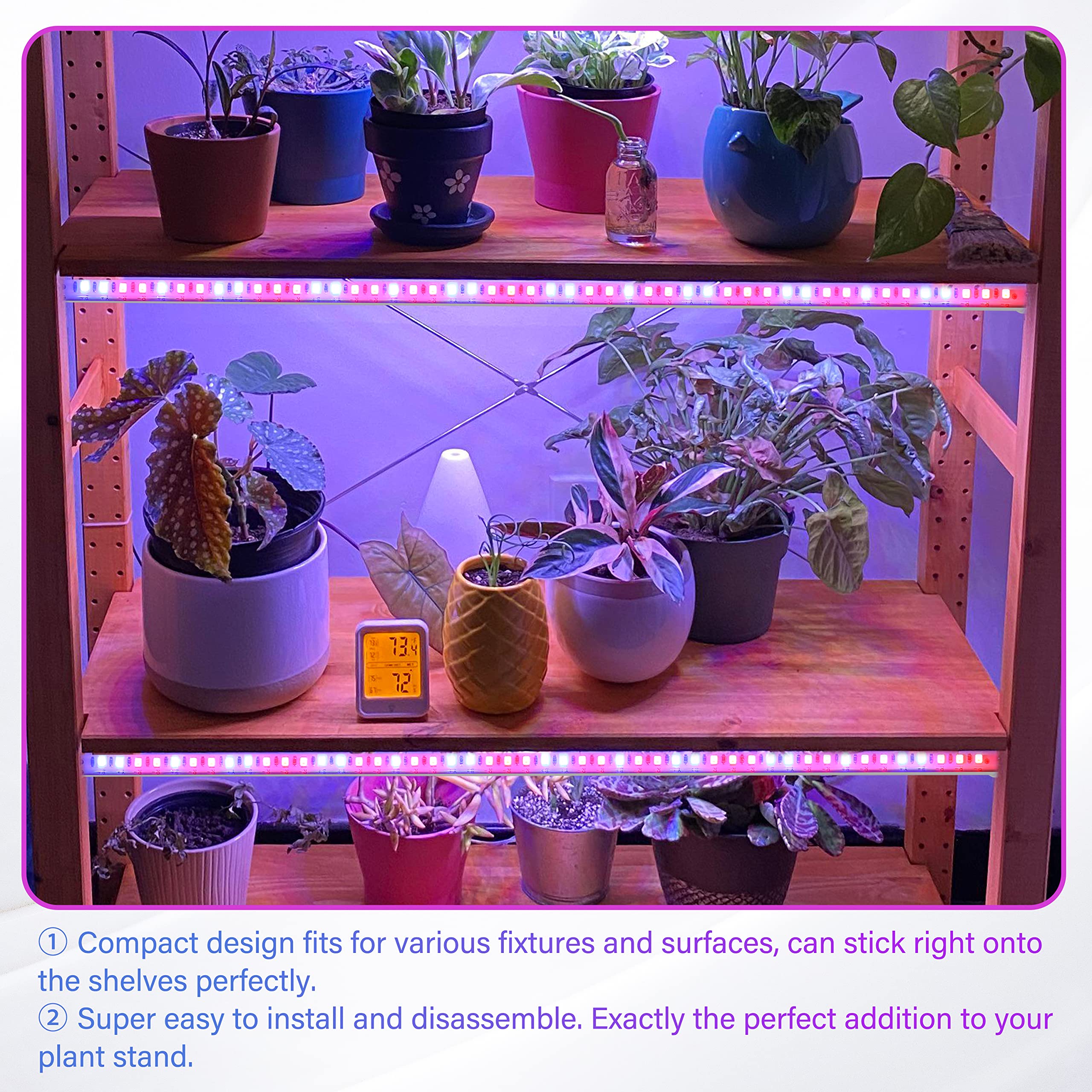 iPower 20W LED Grow Light Strips, Full Spectrum, 3 Tubes, Auto ON/OFF Timer, 10 Dimmable Levels, Red&Blue, Plastic
