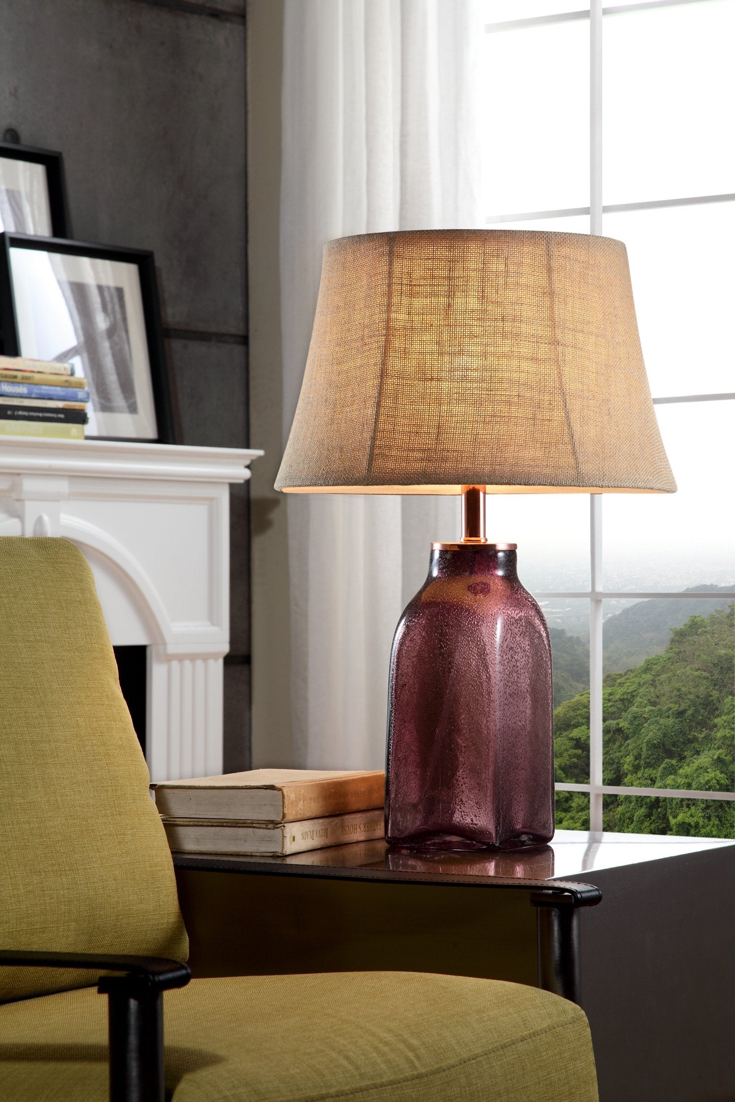 Ok Lighting Mason Glass Table Lamp - 25 Tall, Purple Glass, Model Ok-5706