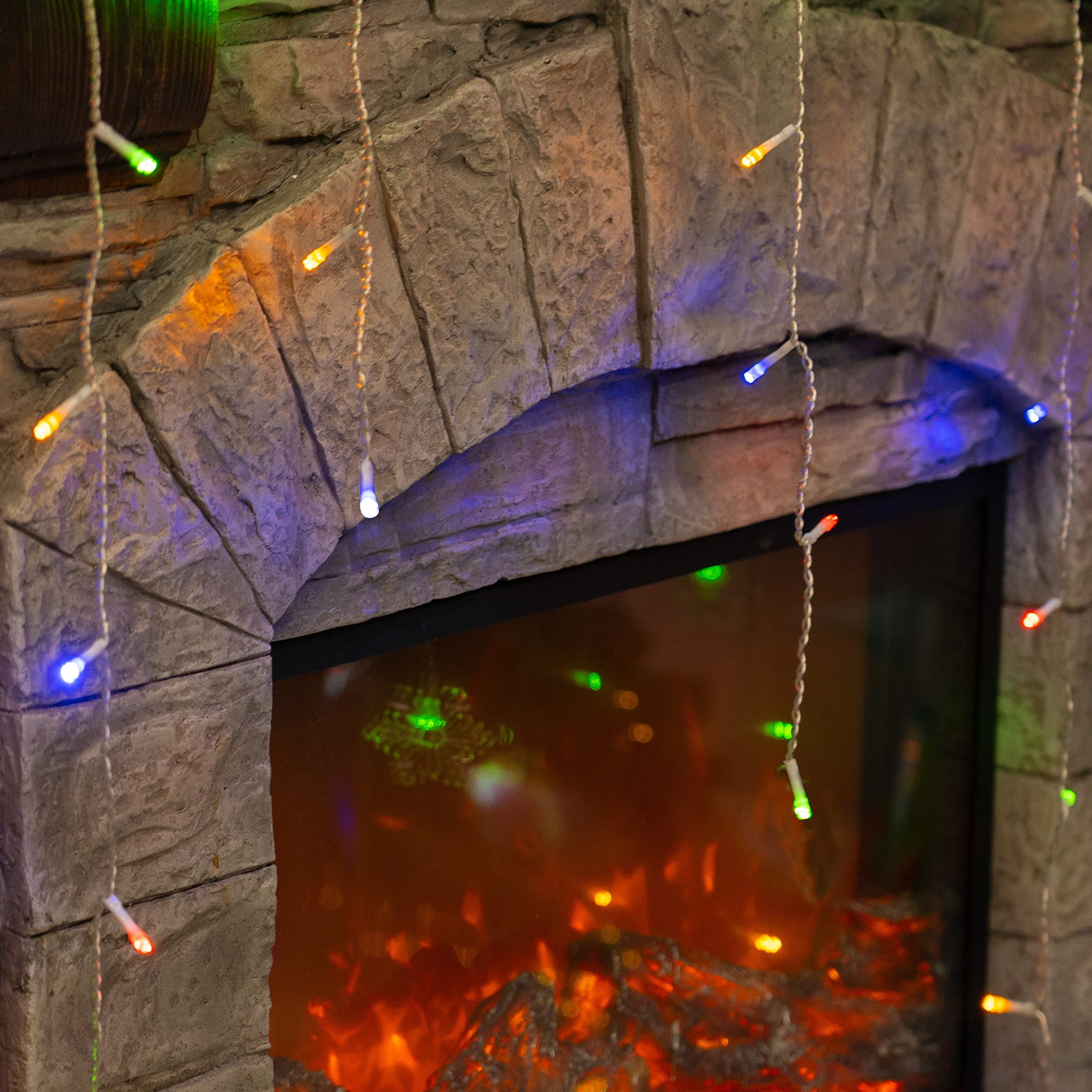 Dazzle Bright Christmas Icicle Lights, 8 Modes Curtain Fairy Lights With Drops, Connectable Xmas String Lights For Outside Holid