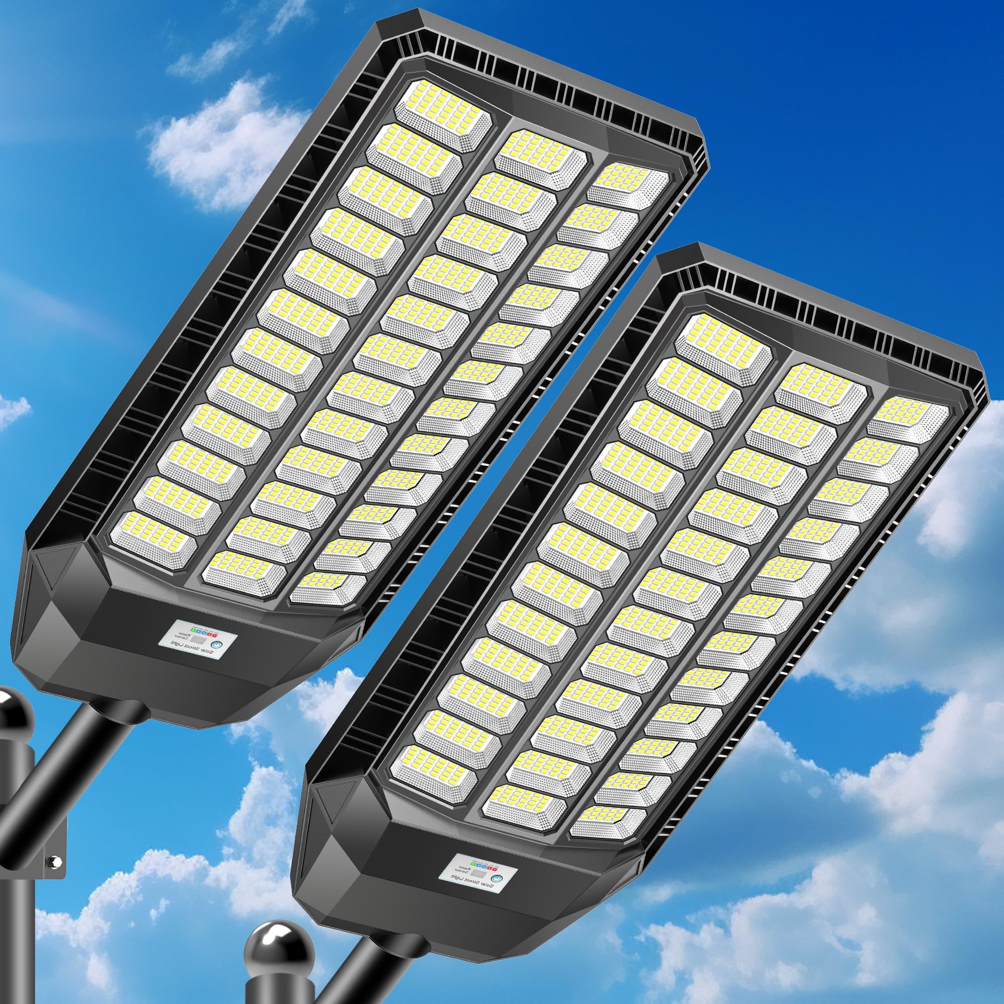 CEDIO 12000W Commercial Grade Solar Street Light, IP67 Waterproof Heavy Duty LED Flood Light with Remote & Motion Sensor, Dusk t