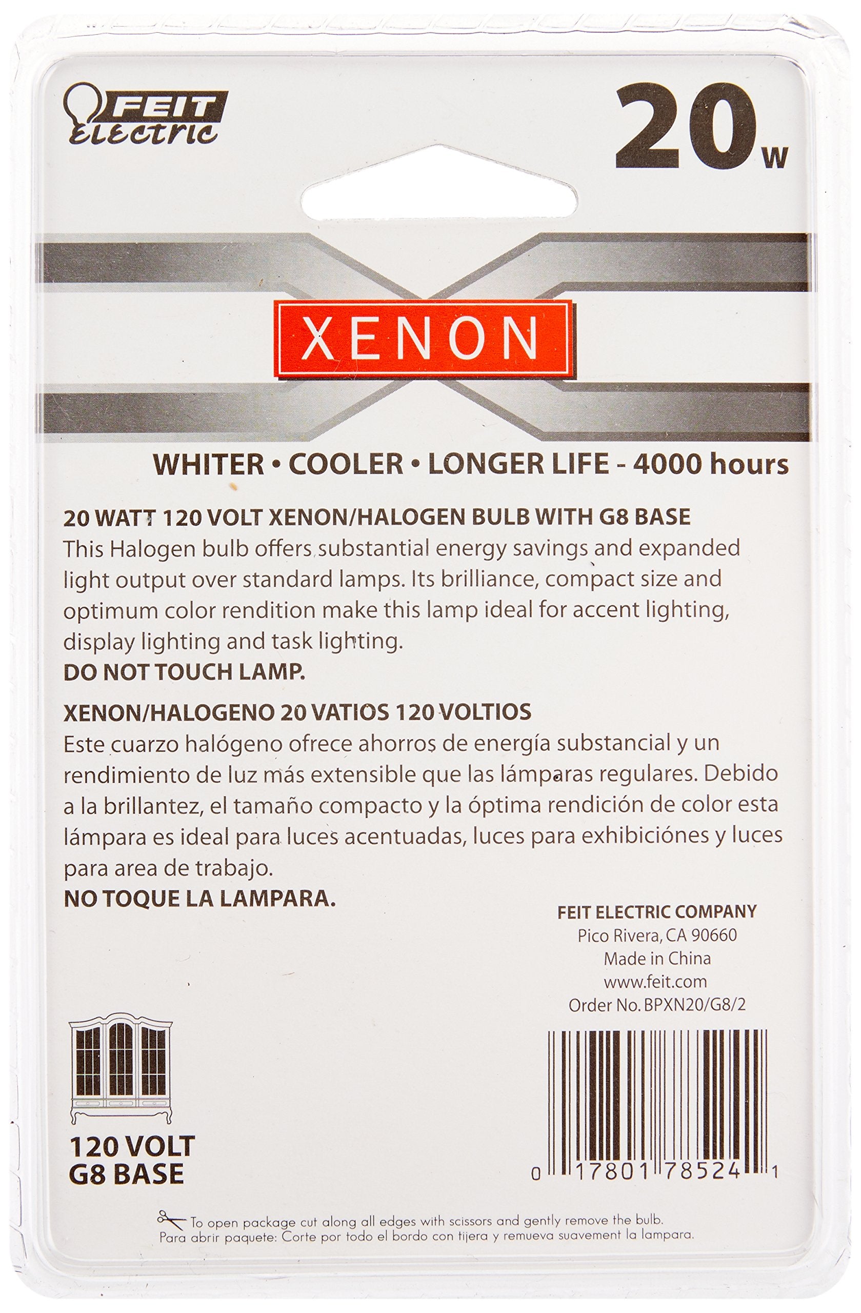 Feit Electric Bpxn20/G8/2 Xenon 20-Watt Halogen T4 Bulb