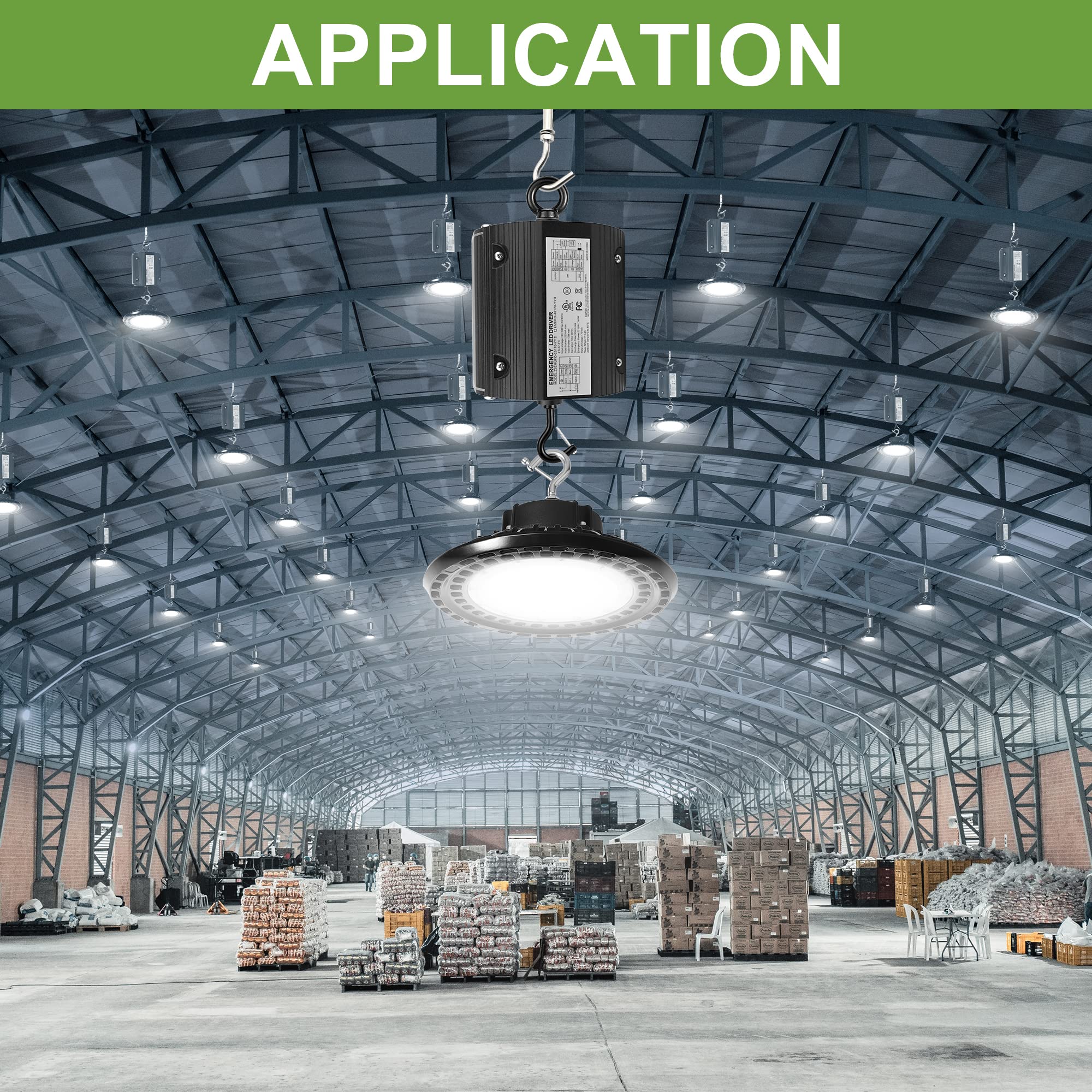 40W Led Emergency Backup Driver, Rechargeable Battery For Dimmable Ufo High Bay Light, Ac 100-347V To Dc 170V, 90-Min Emergency