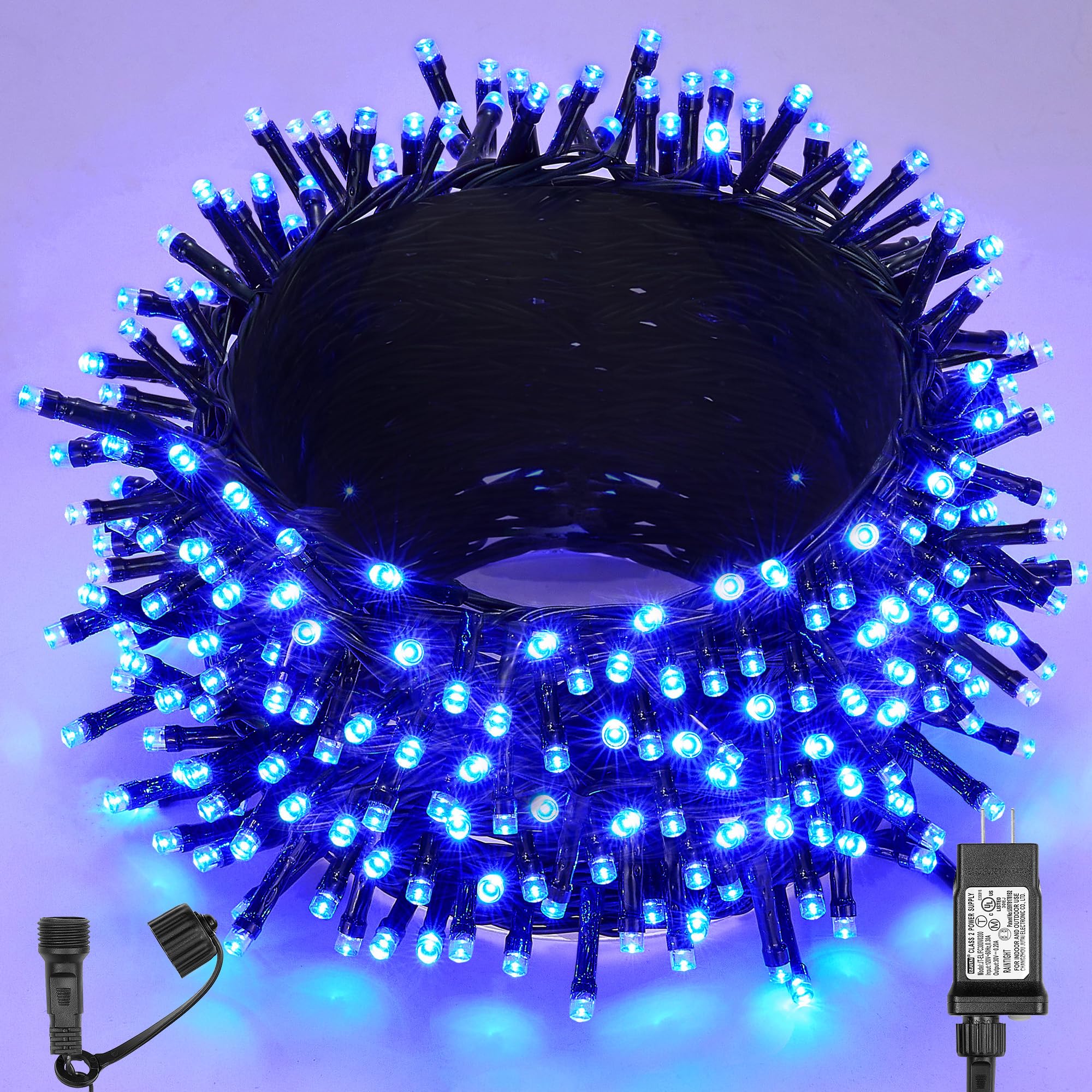 WBao Long Blue Christmas Lights Indoor Outdoor 500LED 174ft  Super Bright LED Christmas String Lights with UL Certified  8 Light Modes  Timer  Memory & Waterproof for Trees  Patio  Xmas Party Decor