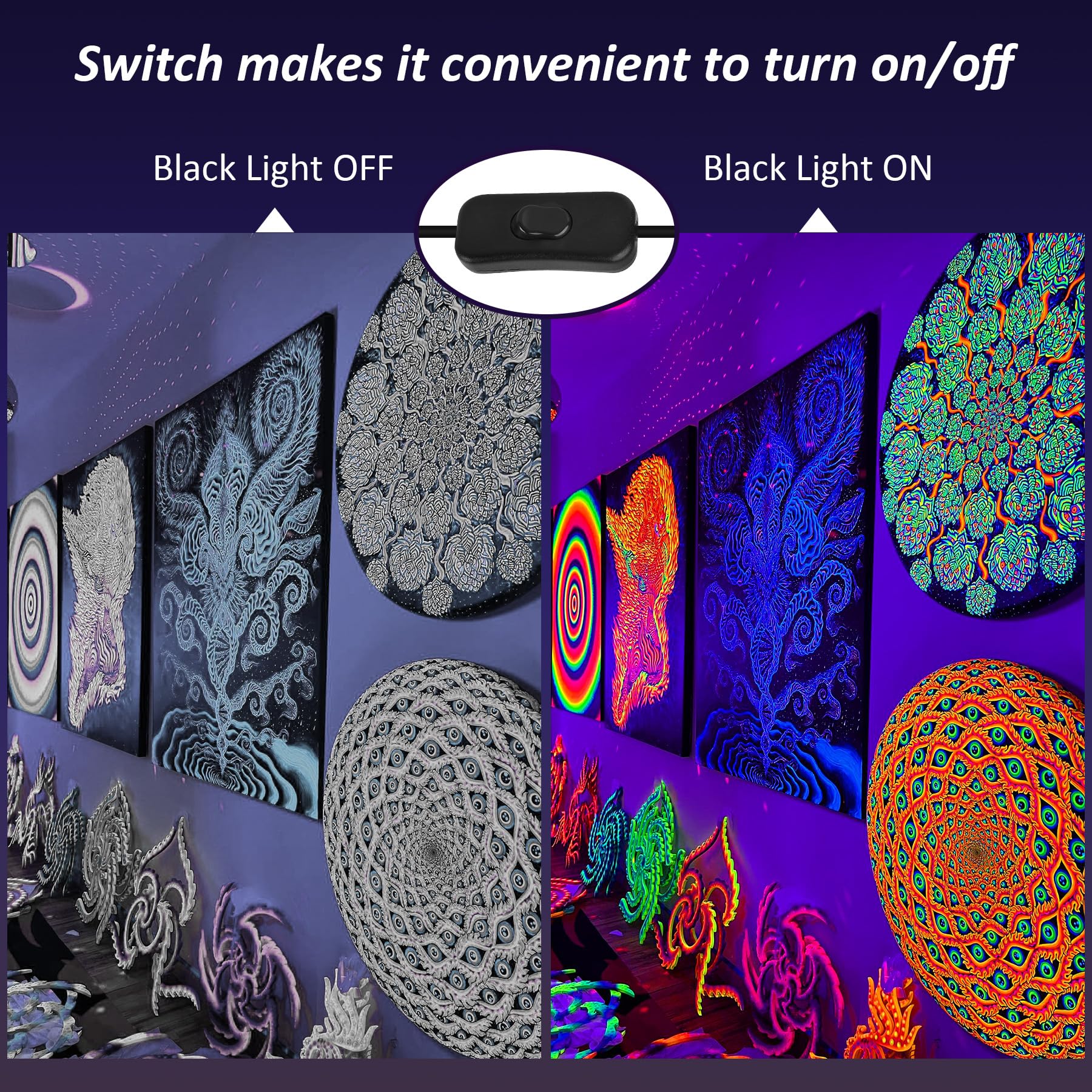 Crepow 30W Black Lights, 2 Pack Led Blacklight Flood Light With Plug, Ip66 Waterproof Black Lights For Glow Party, Glow In The D