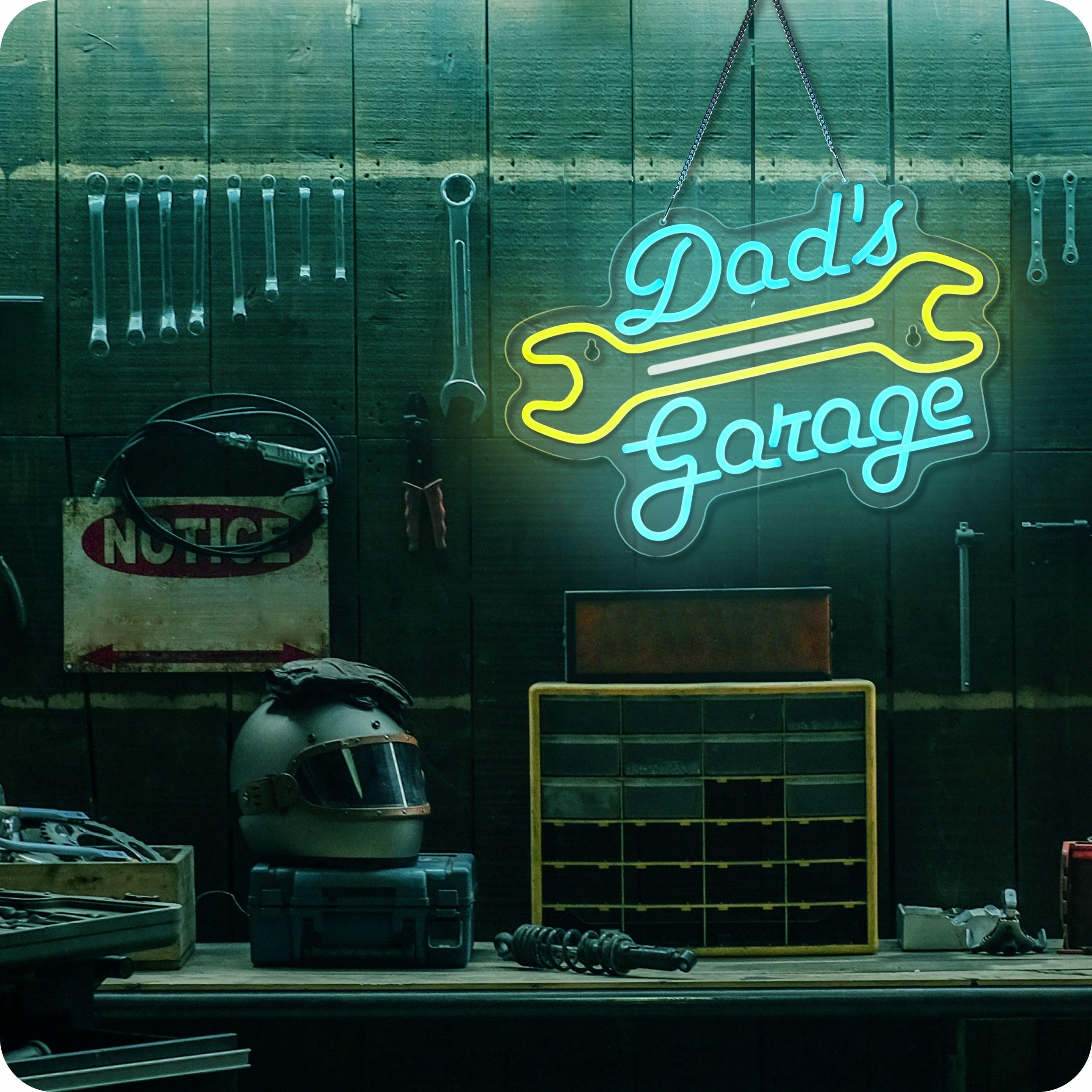 IMTATTO Garage Neon Sign LED Light for Wall Decor 12.6 x 16.5 in Blue + Yellow Model: Dont Quit