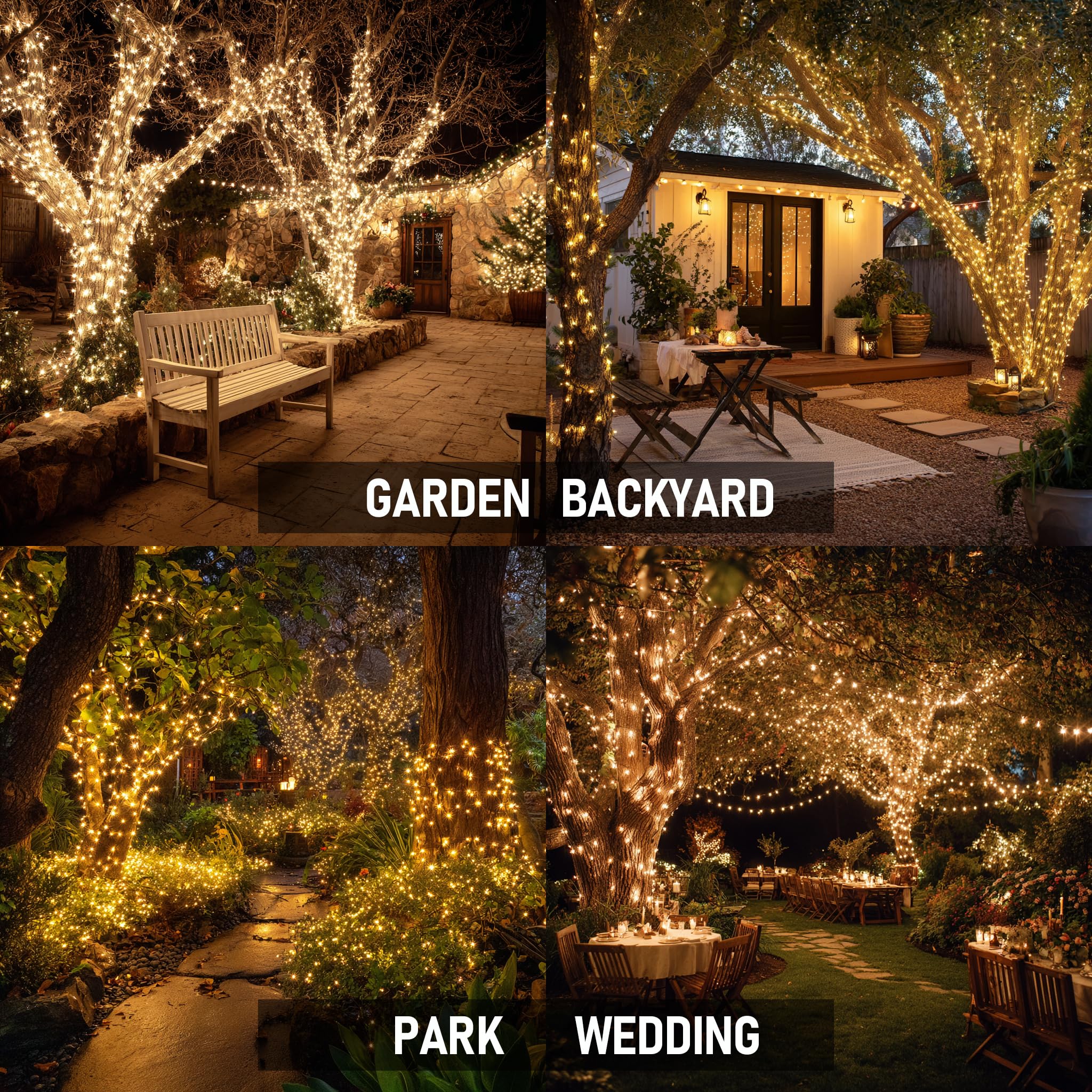 Tw Shine Christmas Lights  600 Led 196Ft Christmas String Lights Plug-In With 8 Modes Timer And Remote  Waterproof Outdoor Decorations For Bedroom Wedding Party Yard Tree Decor  Warm White