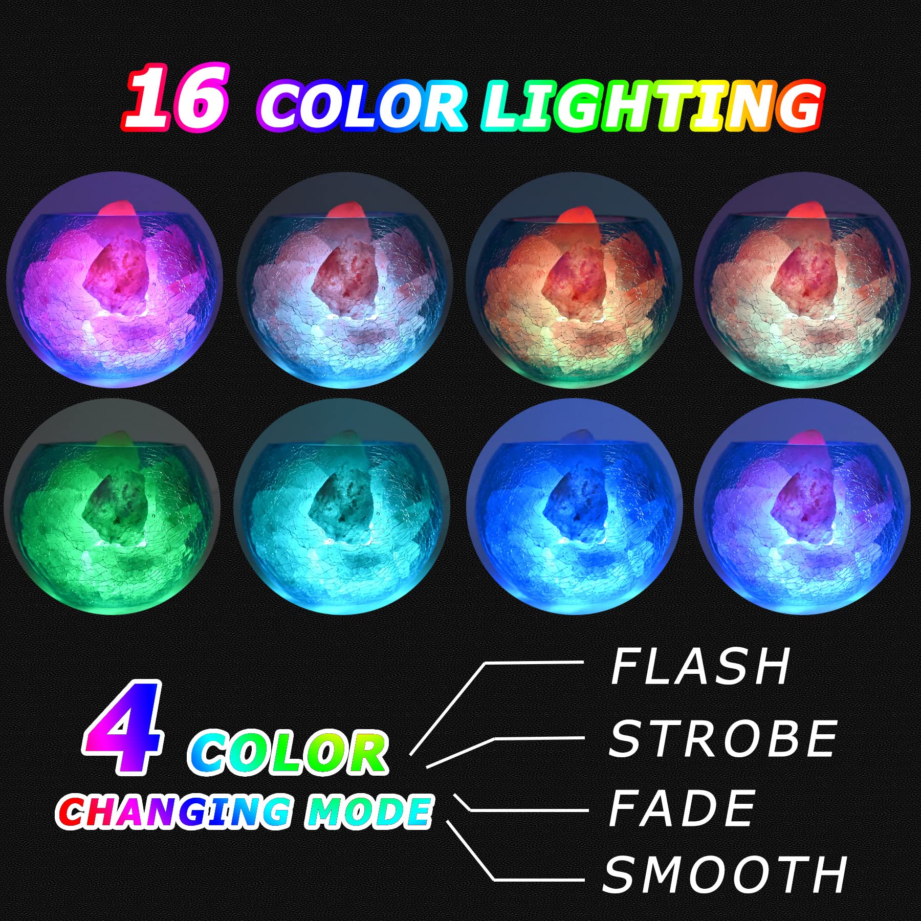 V.C.Formark Usb Himalayan Salt Lamp With Remote, 16 Colors, Home Deco, Yoga, Office Gift