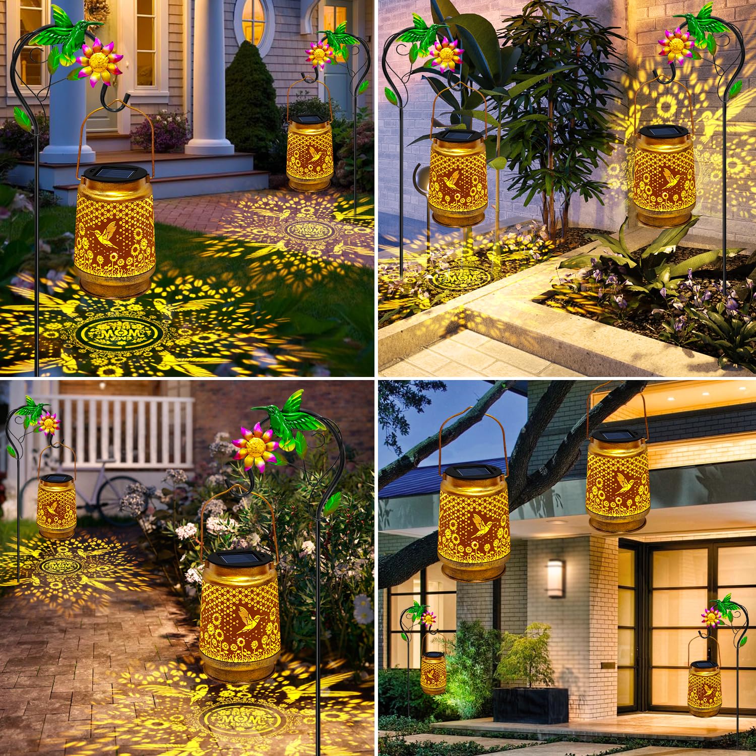 Solar Lanterns Outdoor Waterproof Hummingbird Hanging Solar Lights,Sunflower Garden Decor,Hummingbird Gifts For Mom Women Grandm