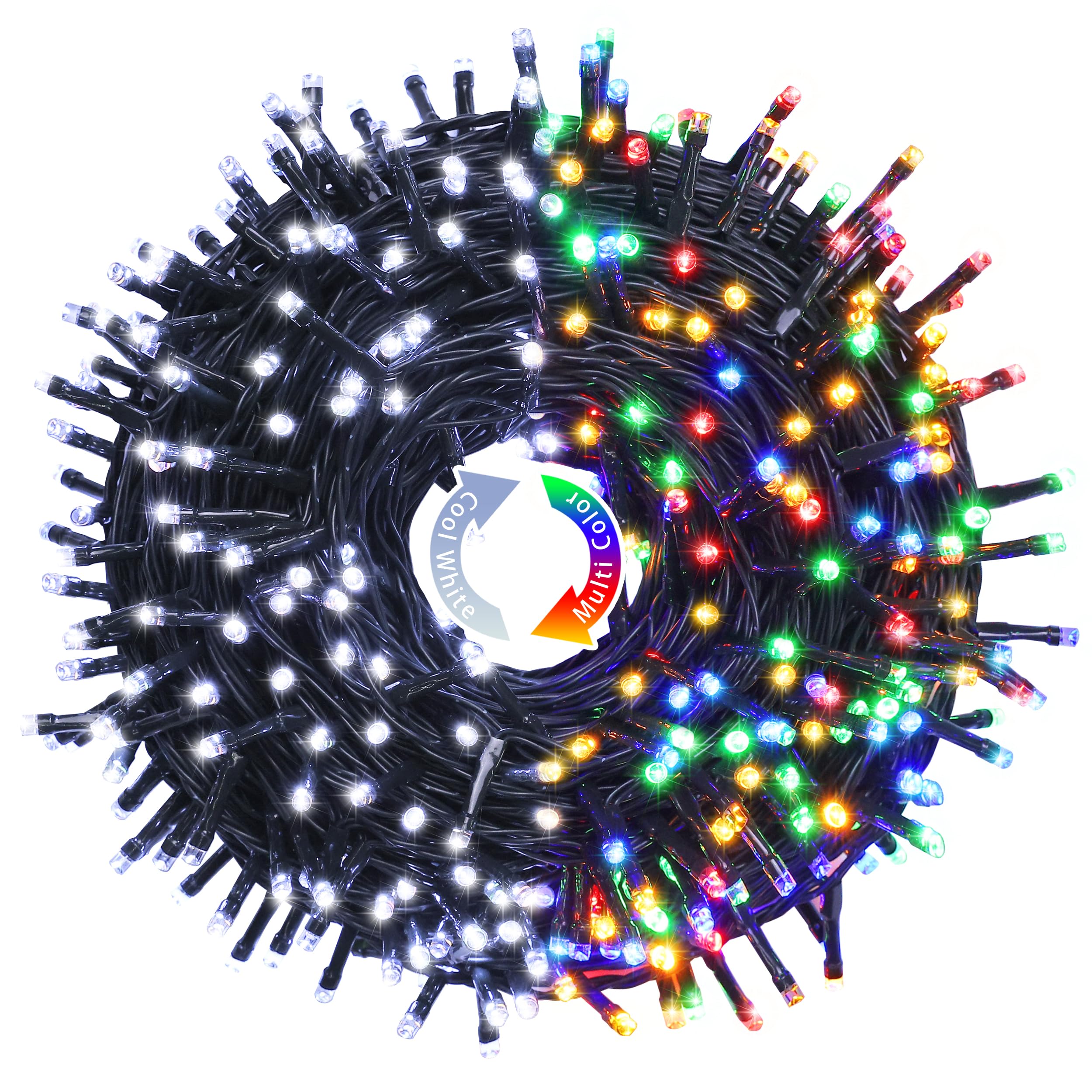 JMEXSUSS 250 LED White and Multicolor Christmas String Lights Indoor Outdoor Waterproof for Garden Patio Party Halloween Christm