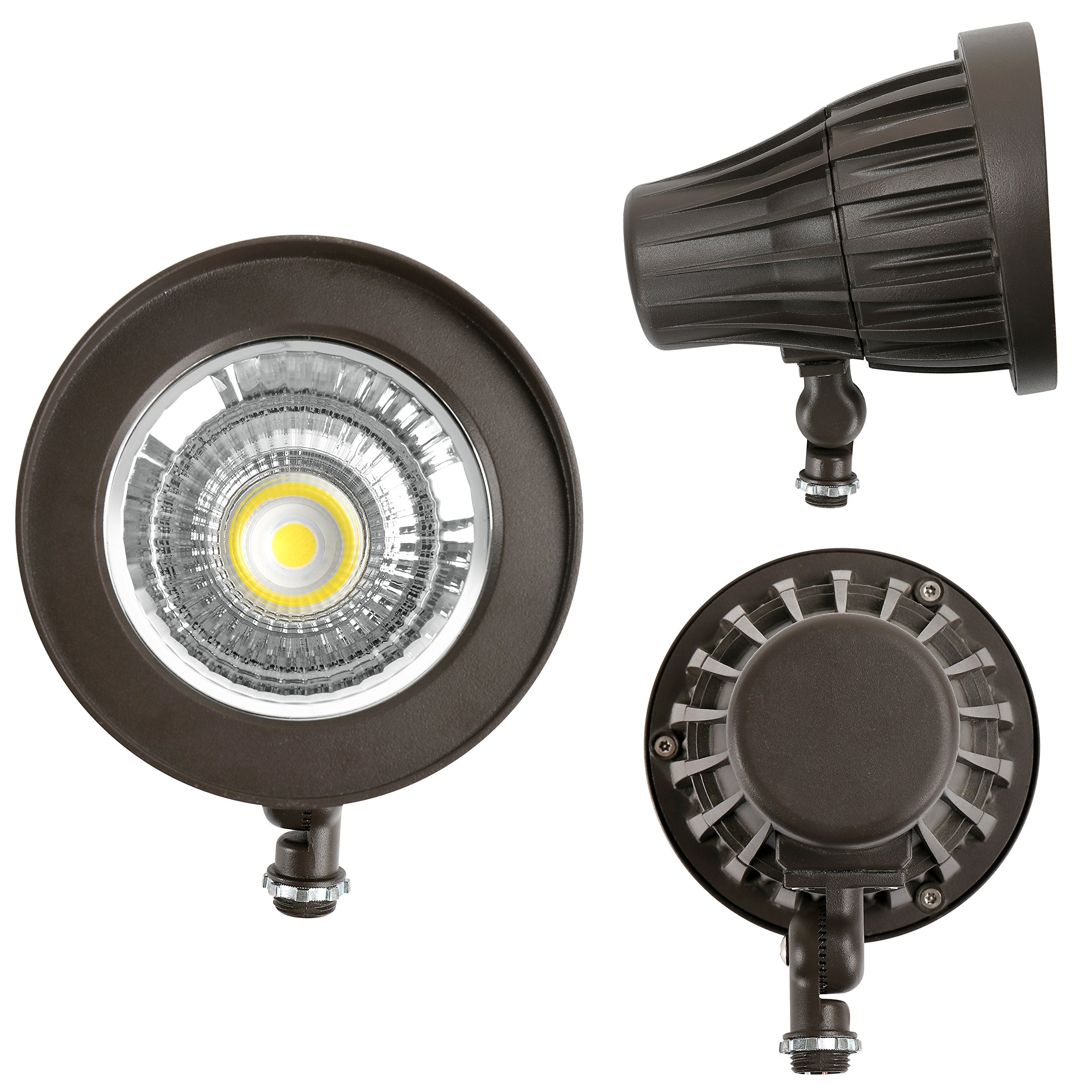 GKOLED 30W Round LED Spotlight, 4000K Cool White, 3350 Lumens, 20° Beam Angle, UL Listed, Dark Bronze, Model GKOFR30W
