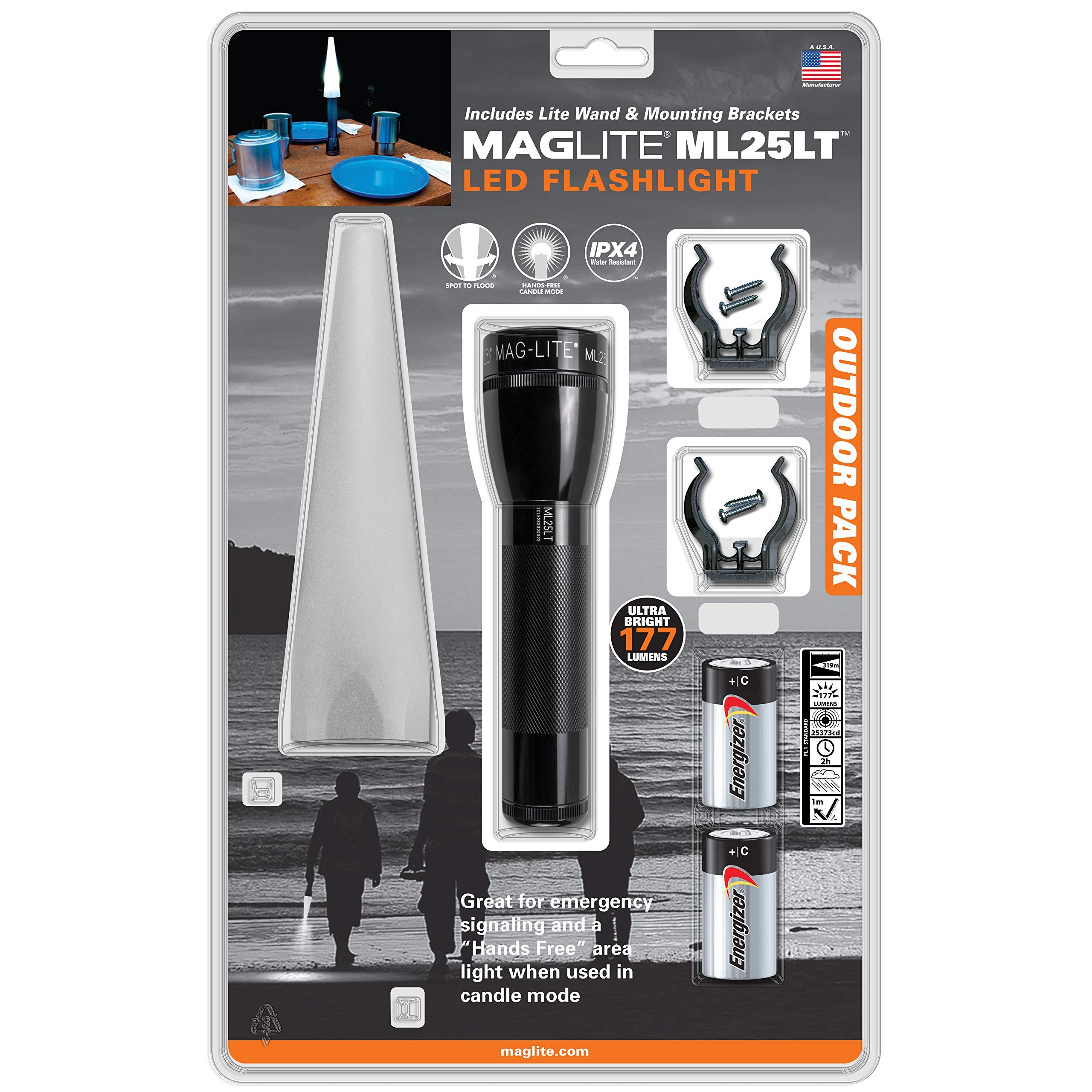 Maglite Ml25Lt-I2Tqg: Ml25Lt 2 Cell C Led Outdoor Adventure Pack Black