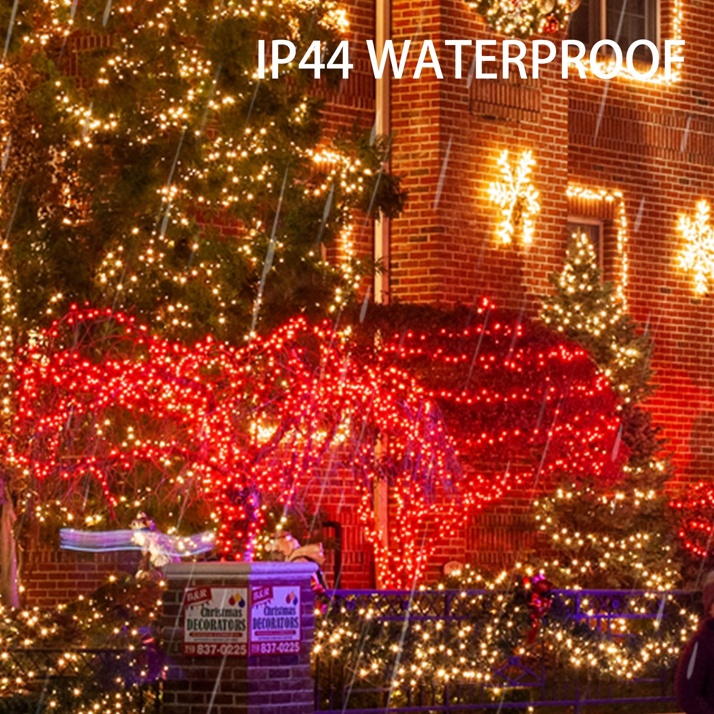 Dazzle Bright 2 Pack 200 Led 66 Ft Red Christmas Solar String Outdoor Lights, Solar Powered With 8 Modes Waterproof Fairy Lights For Bedroom Patio Garden Tree Party Yard Decoration