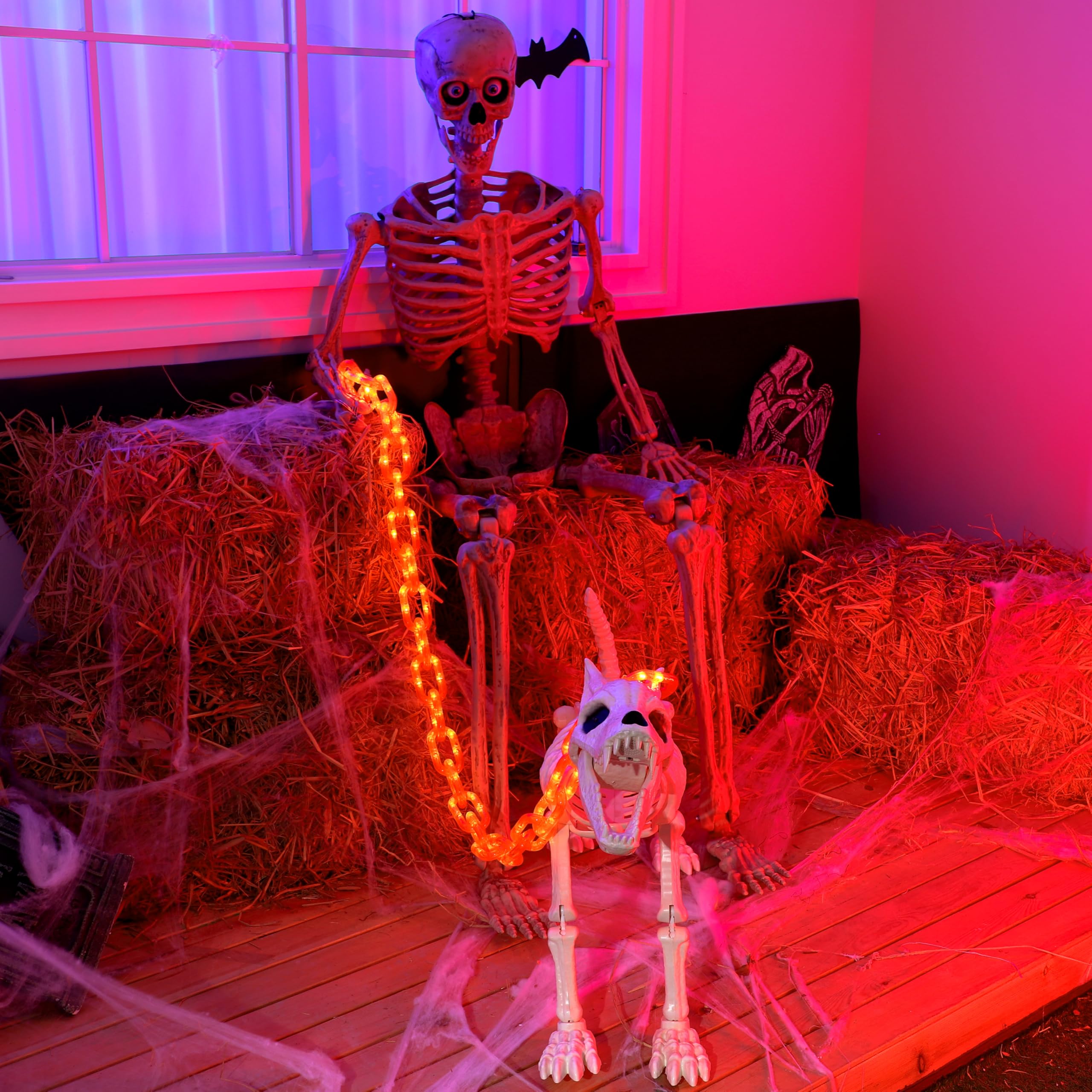 Joyin 8Ft Halloween String Lights Battery Powered Led Plastic Chain String Lights Waterproof  8 Lighting Modes  Timer Function  Led Light For Halloween Party Yard Pathway Indoor Outdoor Decor(Orange)