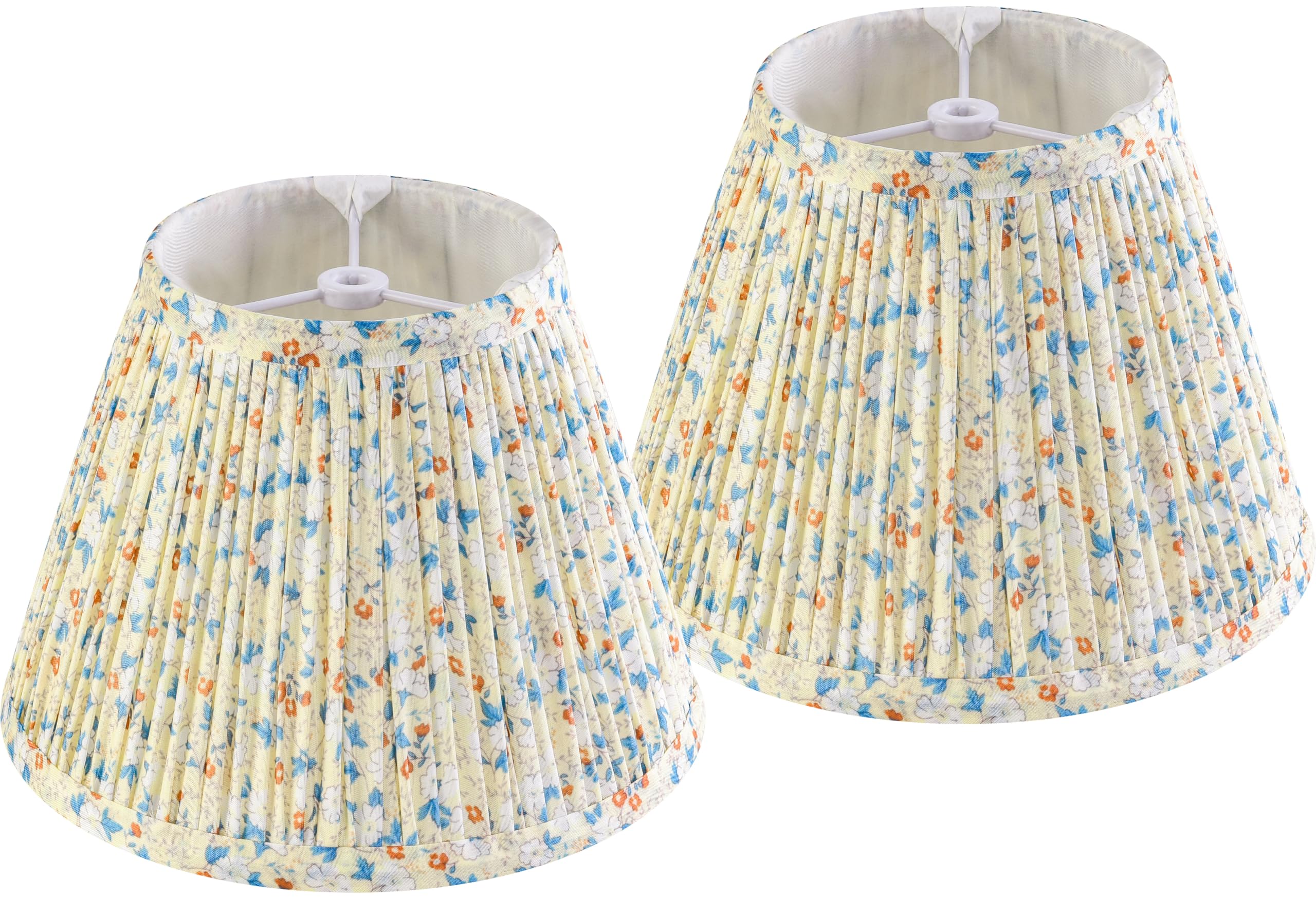 GOSO Set of 2 Small Pleated Floral Lamp Shades-5 * 9 * 6.4 IN (Spider) for Table Lamps Wall Lamps Bell Lampshades Natural Fabric