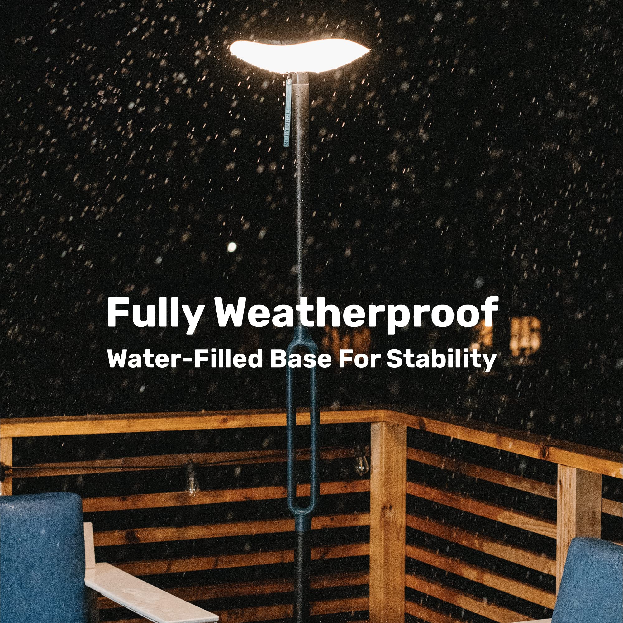 Nocturne Outdoor Solar Floor Lamp with Bluetooth Speaker - 100% Solar Powered, Weatherproof, Black/Blue for Patios & Decks - Firefly 2.0